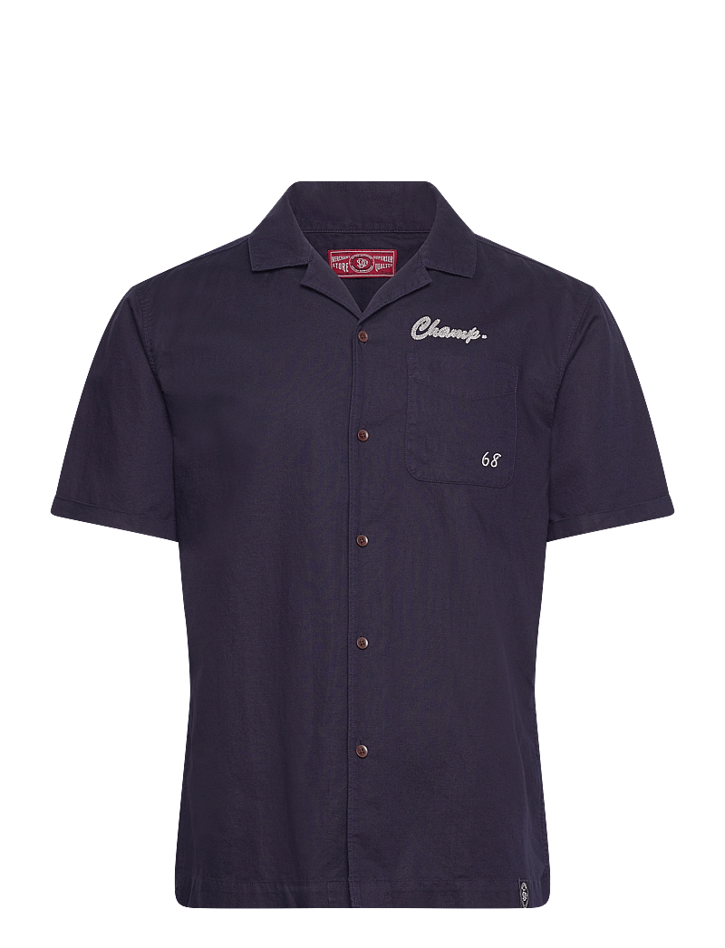 Superdry - MERCHANT RESORT SHIRT - leinenhemden - nautical navy - 1