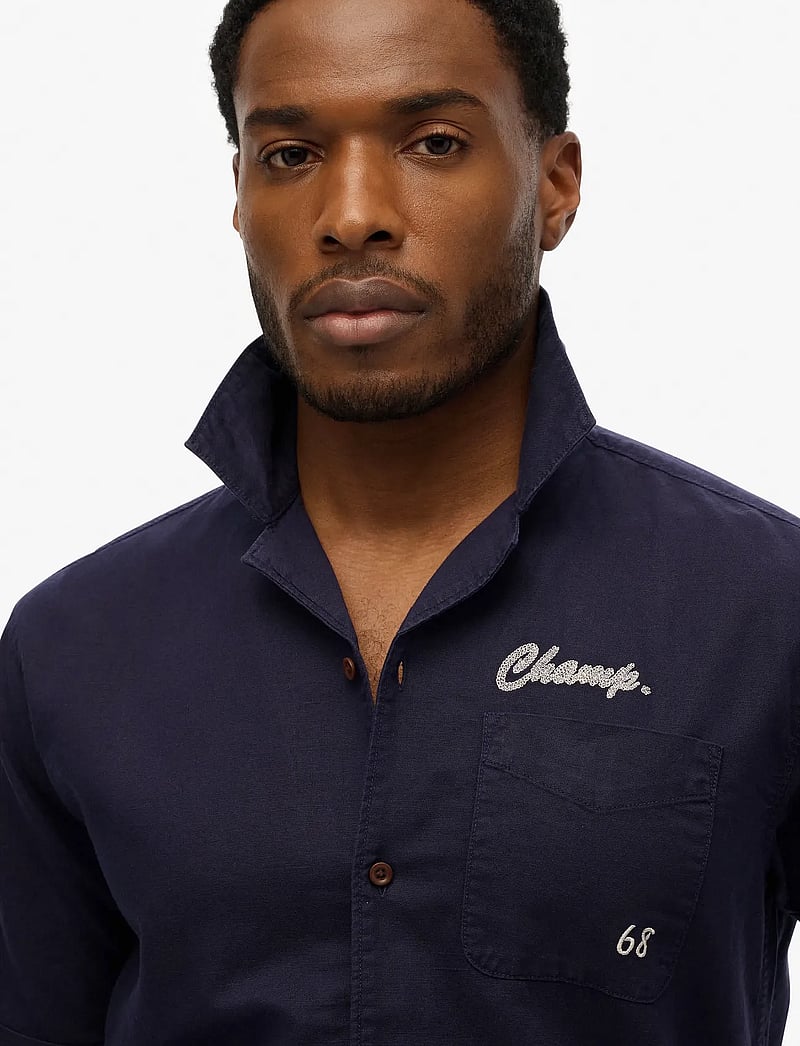 Superdry - MERCHANT RESORT SHIRT - leinenhemden - nautical navy - 3