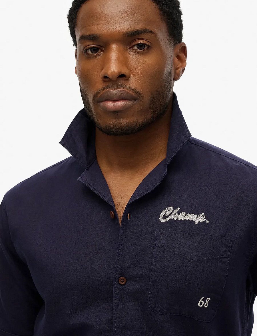 Superdry - MERCHANT RESORT SHIRT - linskjorter - nautical navy - 3
