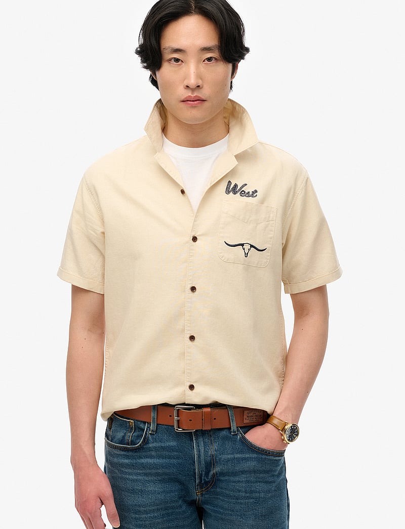 Superdry - MERCHANT RESORT SHIRT - linen shirts - oatmeal beige - 0