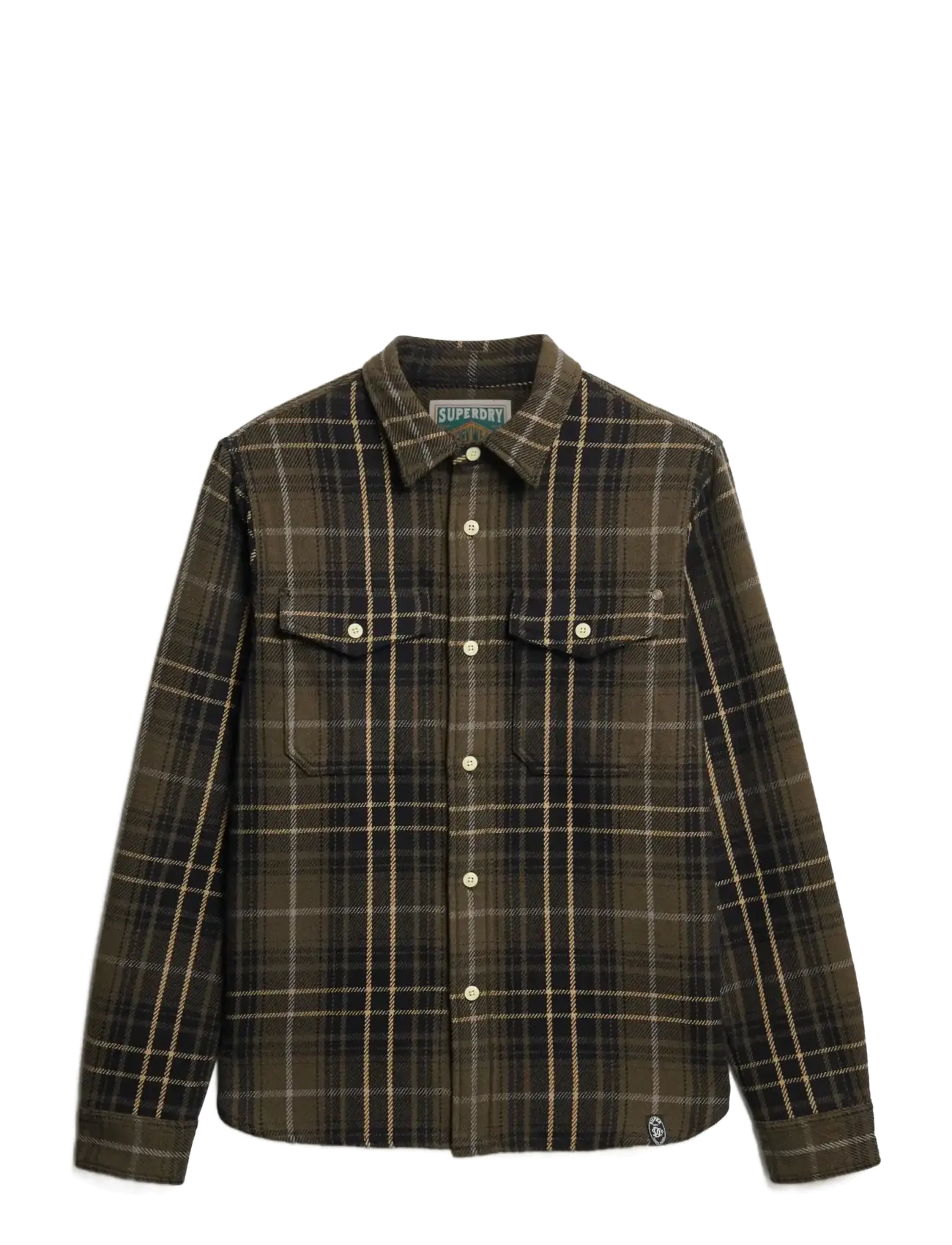 MERCHANT HEAVY CHECKED SHIRT - HOMESTEAD OMBRE OLIVE GREEN
