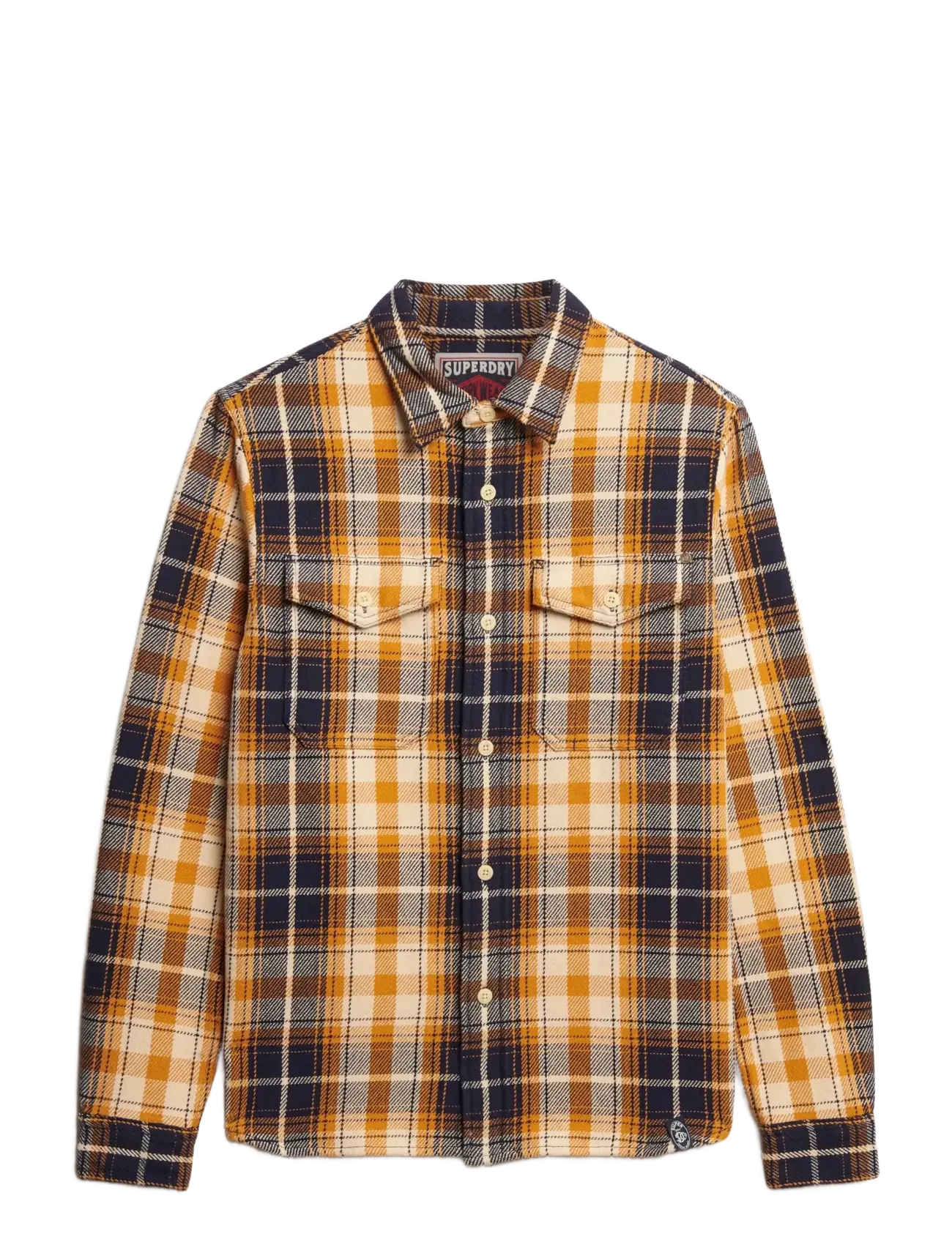 Superdry MERCHANT HEAVY CHECKED SHIRT - Overshirts - HOMESTEAD YELLOW NAVY CHECK / multi