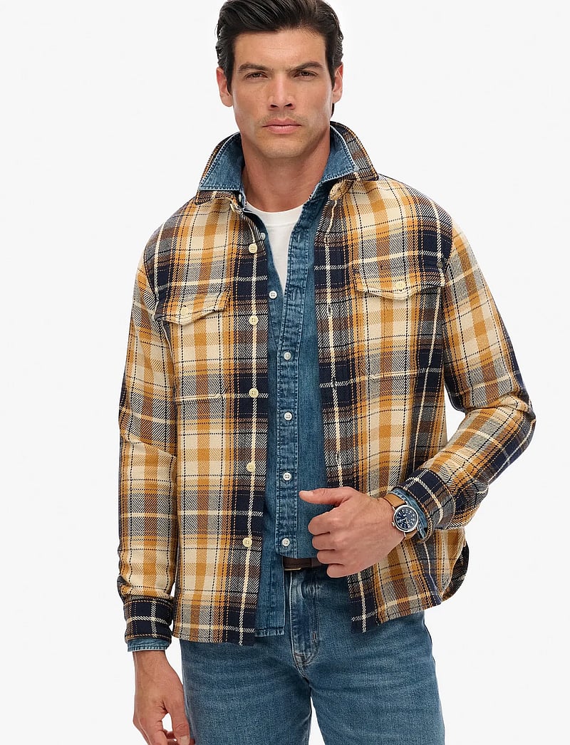 Superdry - MERCHANT HEAVY CHECKED SHIRT - karierte hemden - homestead yellow navy check - 0