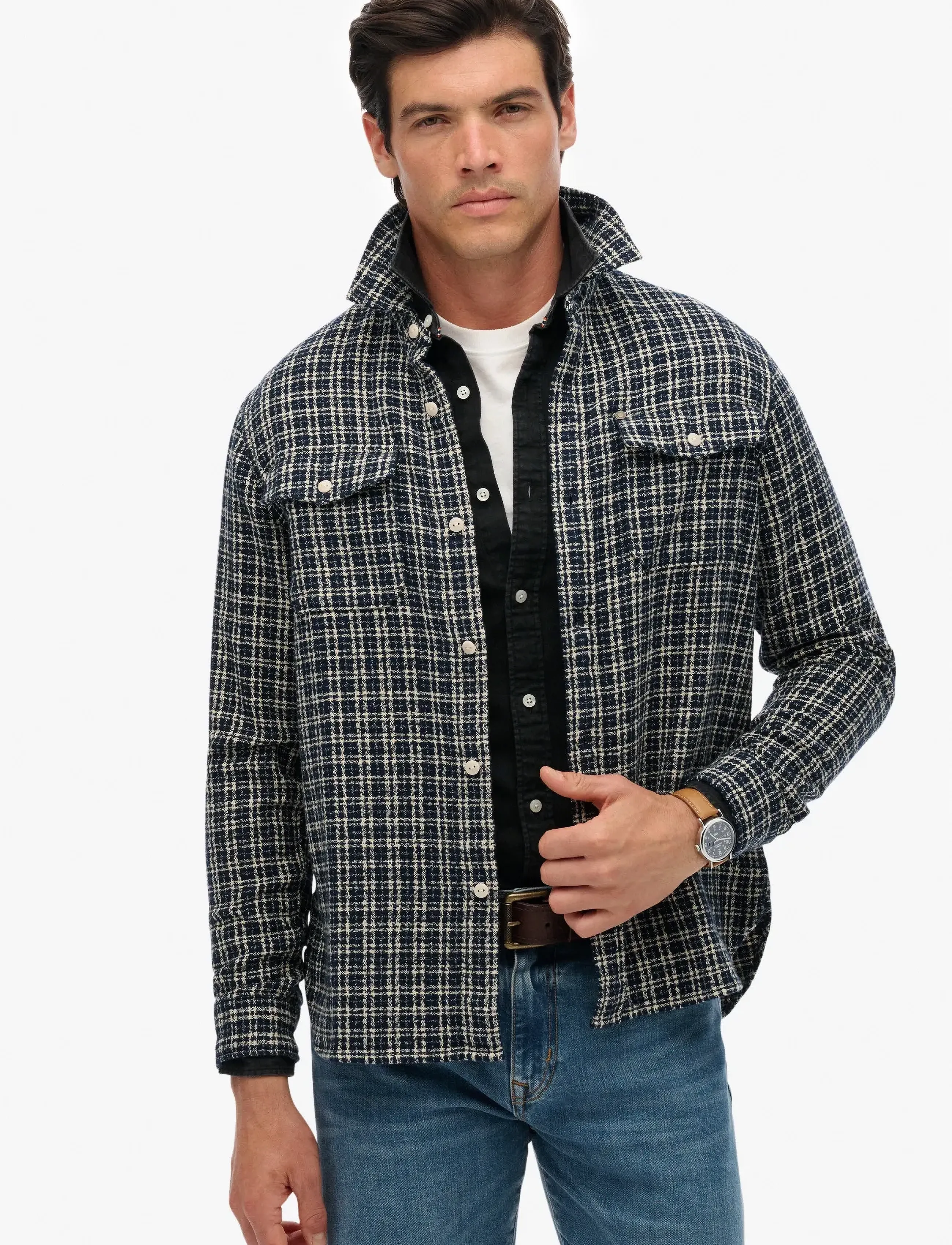 Superdry Merchant Textured Work Shirt, XL, Multi/patterned, Shirts > Checkered Shirt, Herre