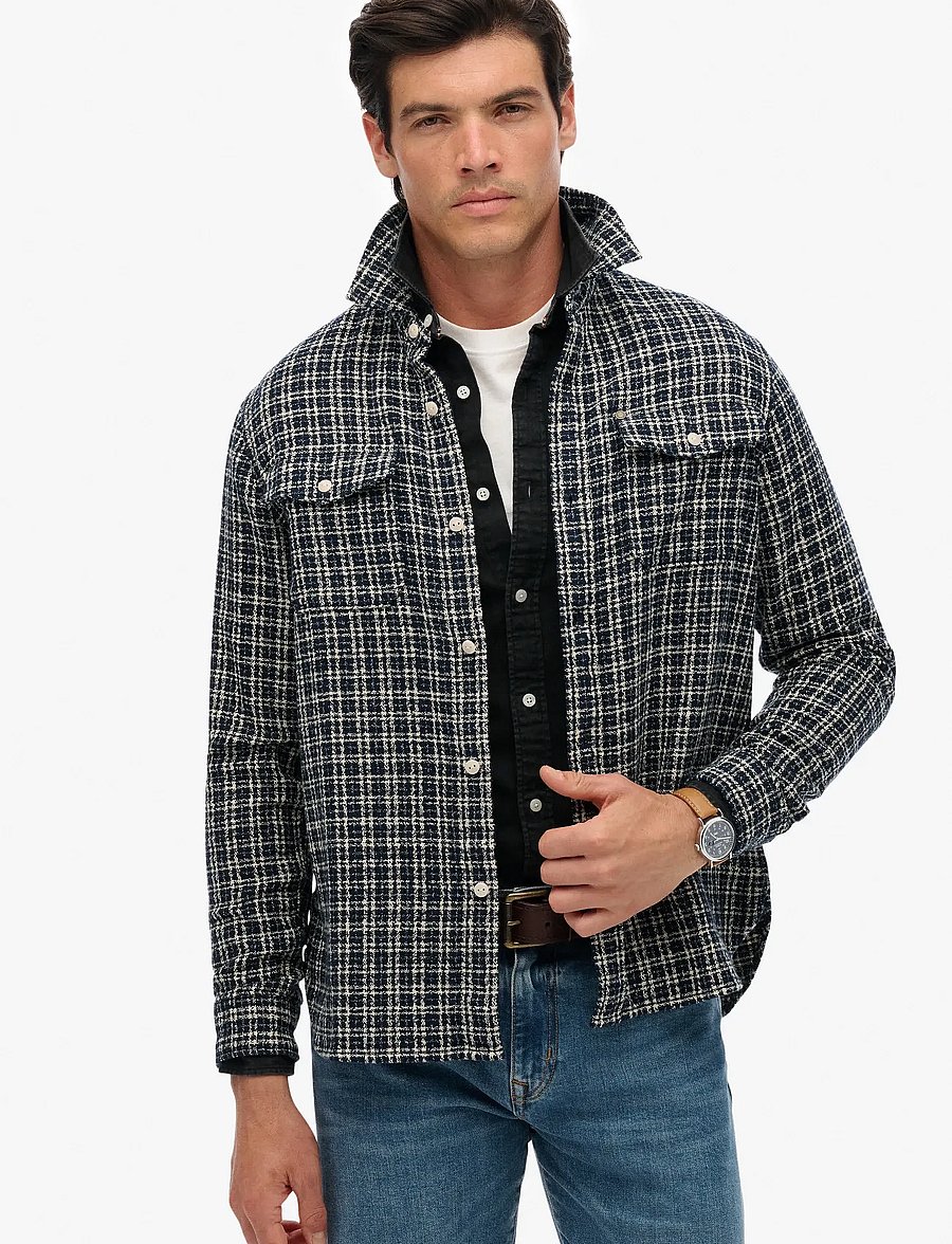 Superdry - MERCHANT TEXTURED WORK SHIRT - koszule w kratkę - indigo textured check - 0
