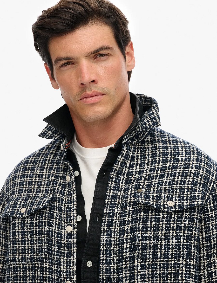 Superdry - MERCHANT TEXTURED WORK SHIRT - koszule w kratkę - indigo textured check - 2