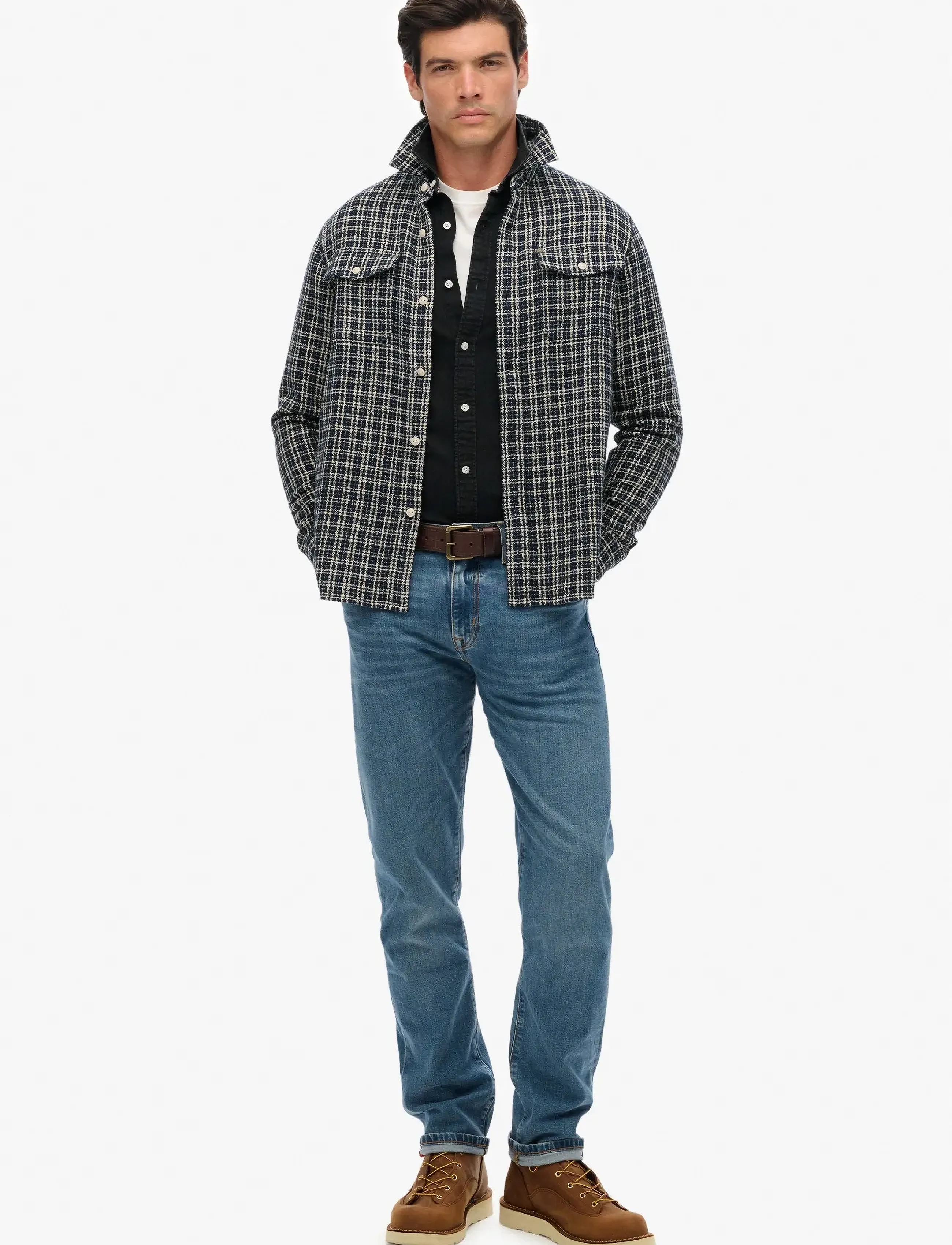 Superdry - MERCHANT TEXTURED WORK SHIRT - ternede skjorter - indigo textured check - 4