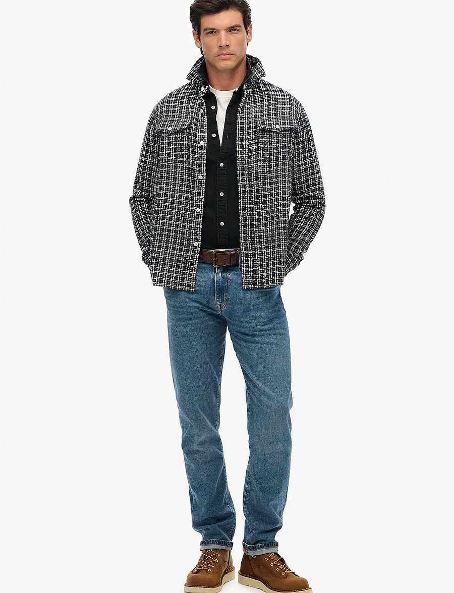 Superdry - MERCHANT TEXTURED WORK SHIRT - koszule w kratkę - indigo textured check - 4