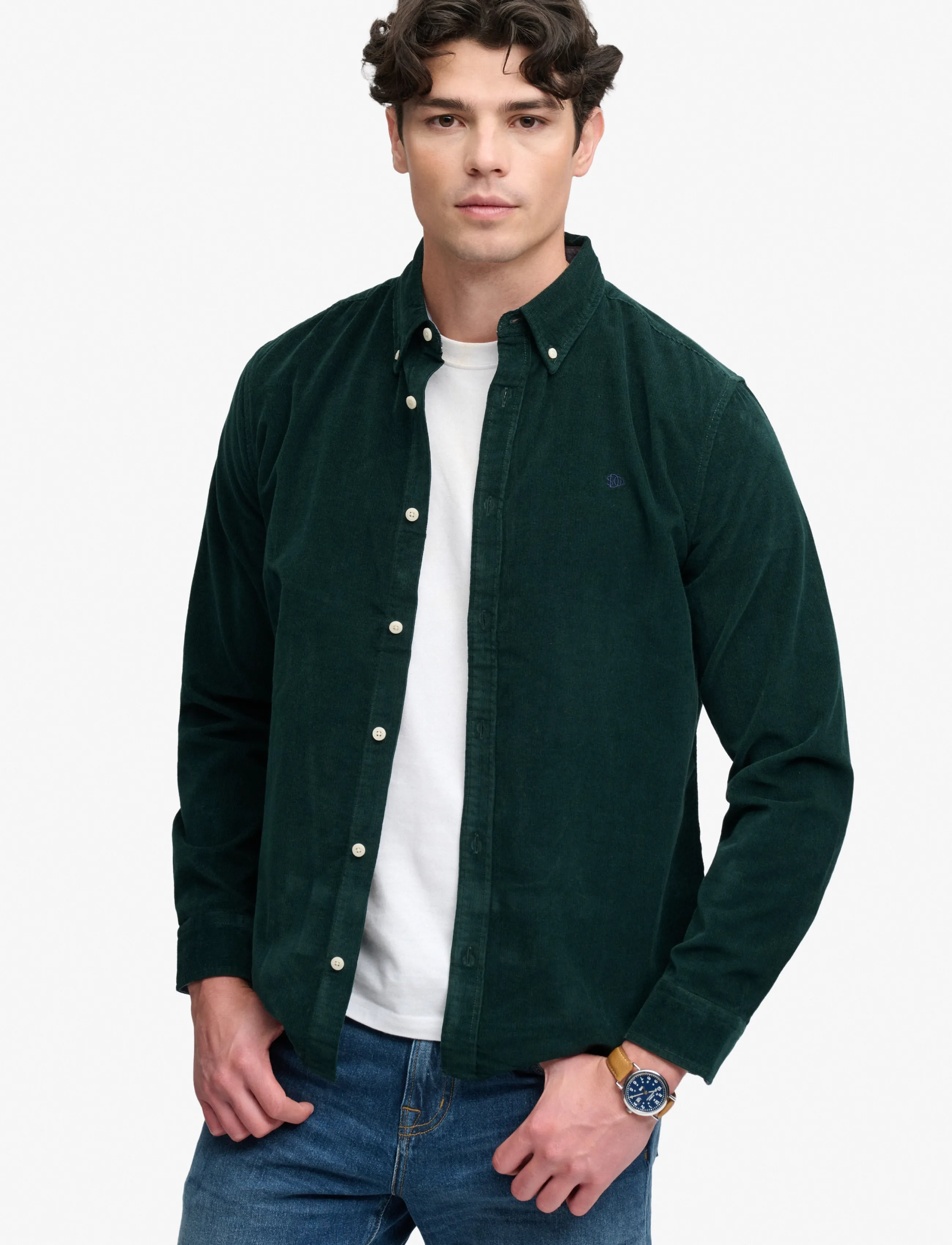 Superdry CLASSIC NEEDLE CORD SHIRT - Hemden - EAGLE GREEN / green