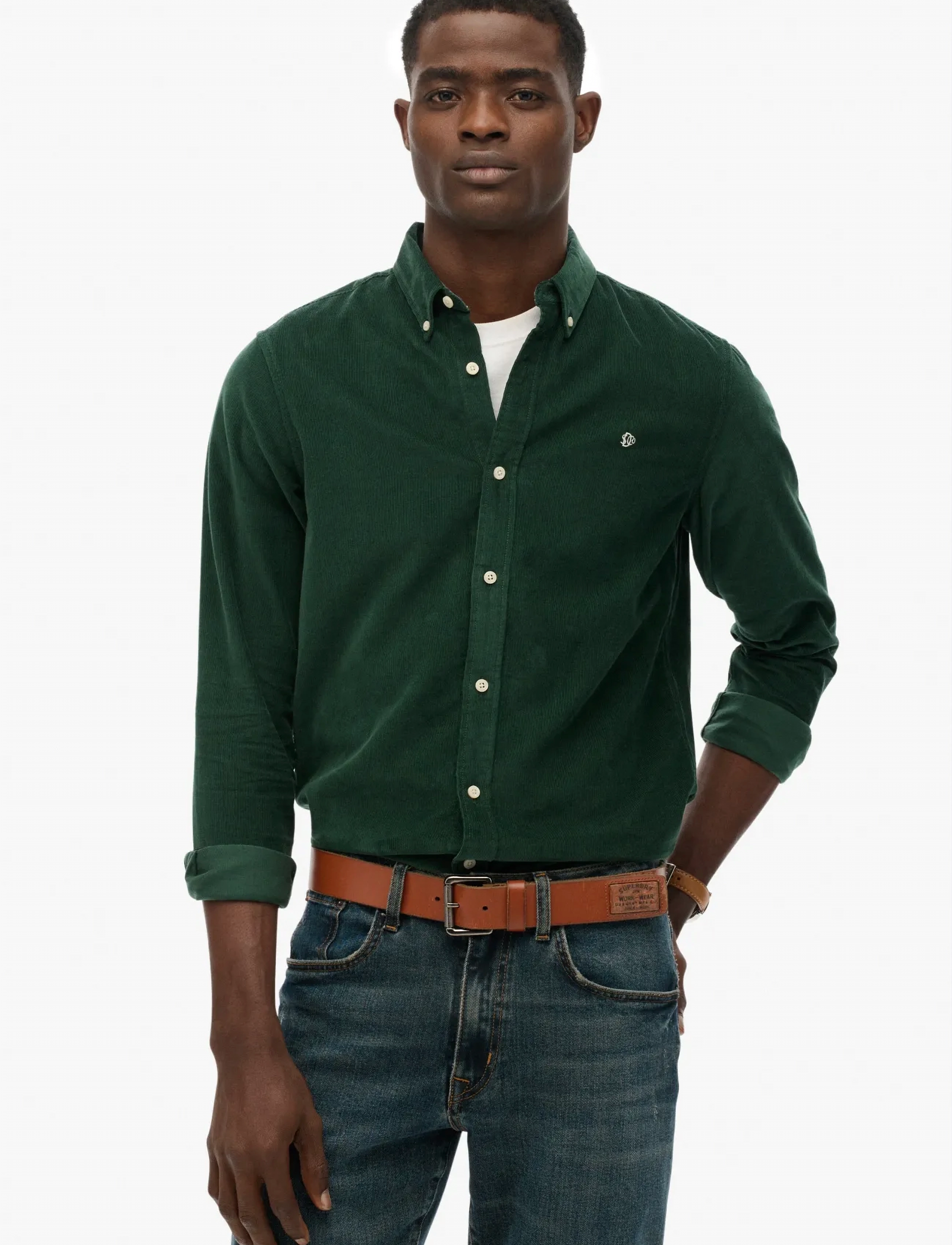 Superdry Classic Needle Cord Shirt, 3XL, Green, Shirts > Corduroy Shirts, Herre