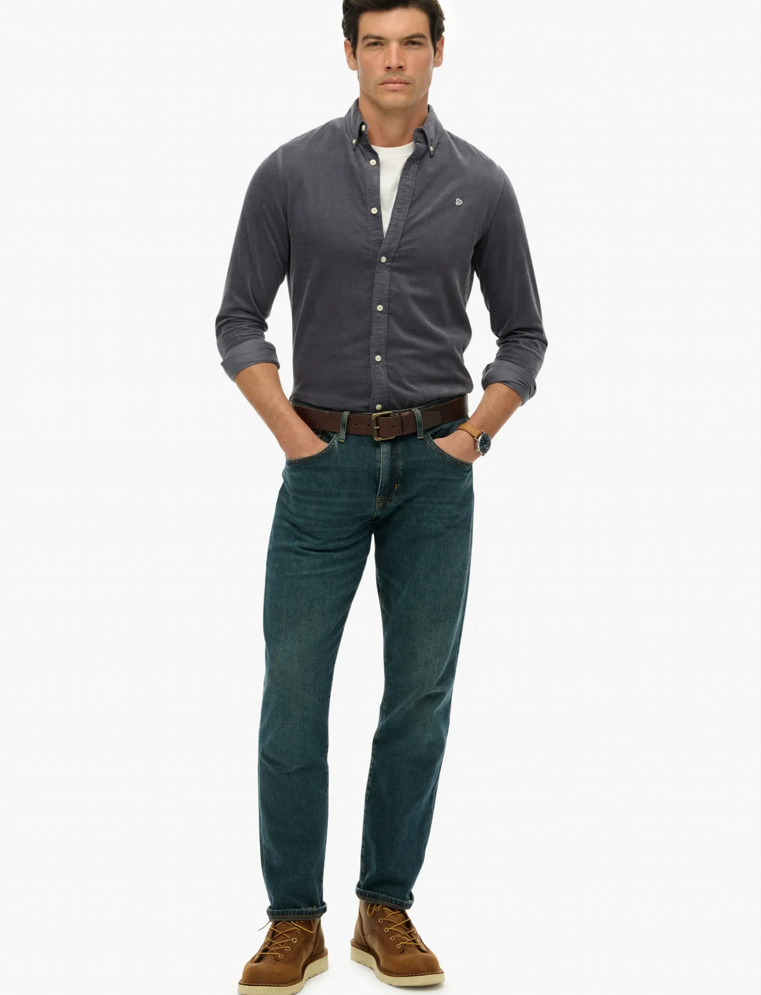 Superdry - CLASSIC NEEDLE CORD SHIRT - velvet särgid - lauren navy - 2