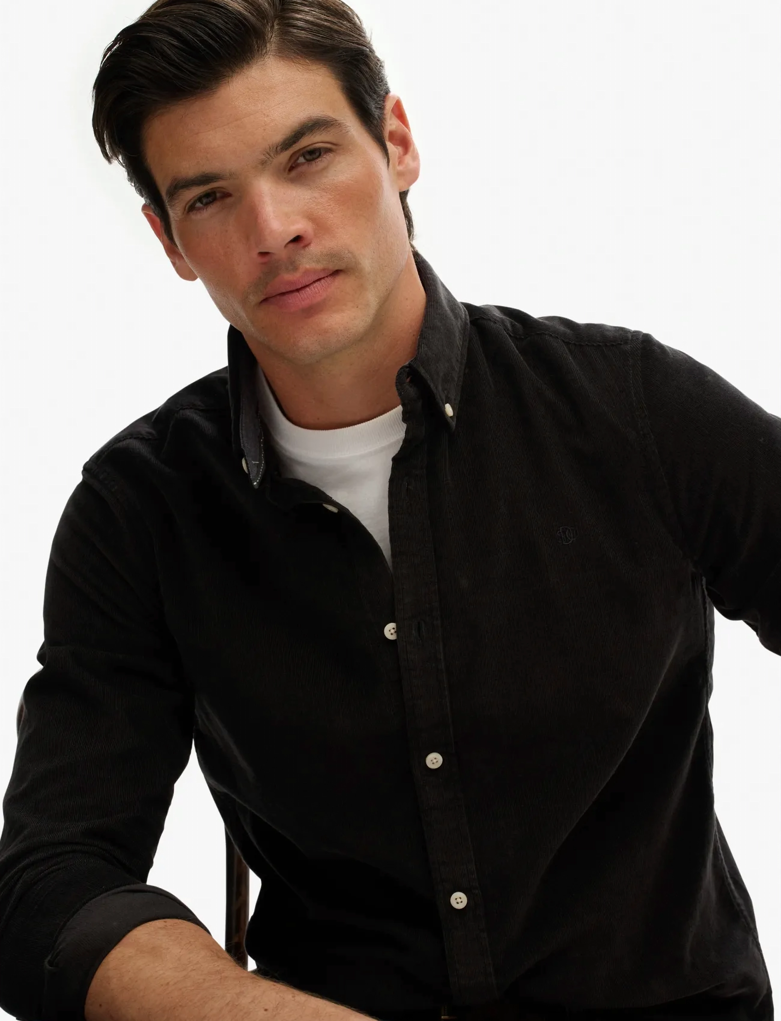Superdry - CLASSIC NEEDLE CORD SHIRT - cordhemden - meteorite black - 2