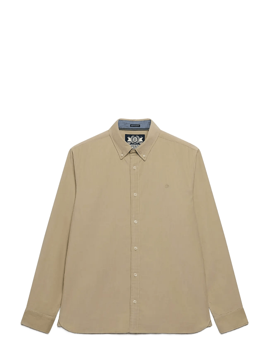 Superdry - CLASSIC NEEDLE CORD SHIRT - corduroy shirts - stone wash taupe brown - 1