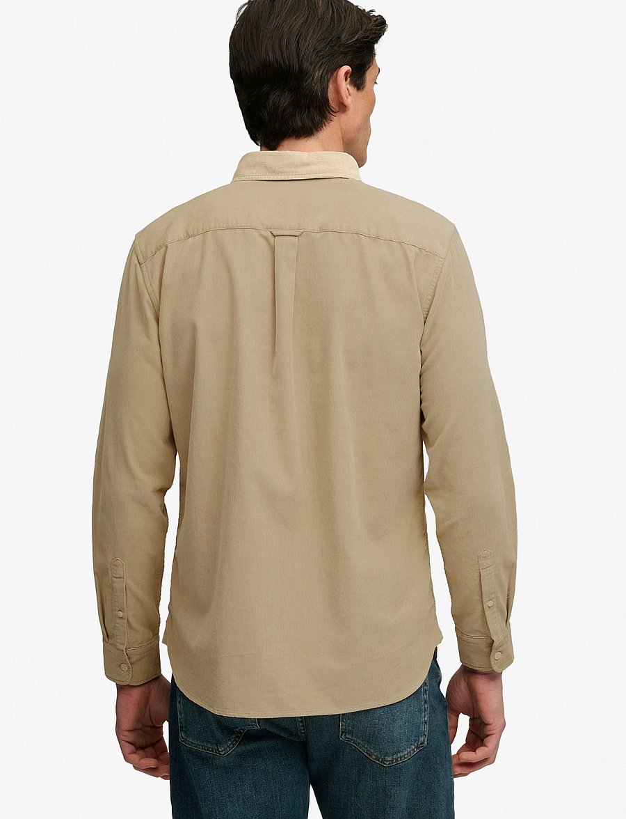 Superdry - CLASSIC NEEDLE CORD SHIRT - corduroy shirts - stone wash taupe brown - 3