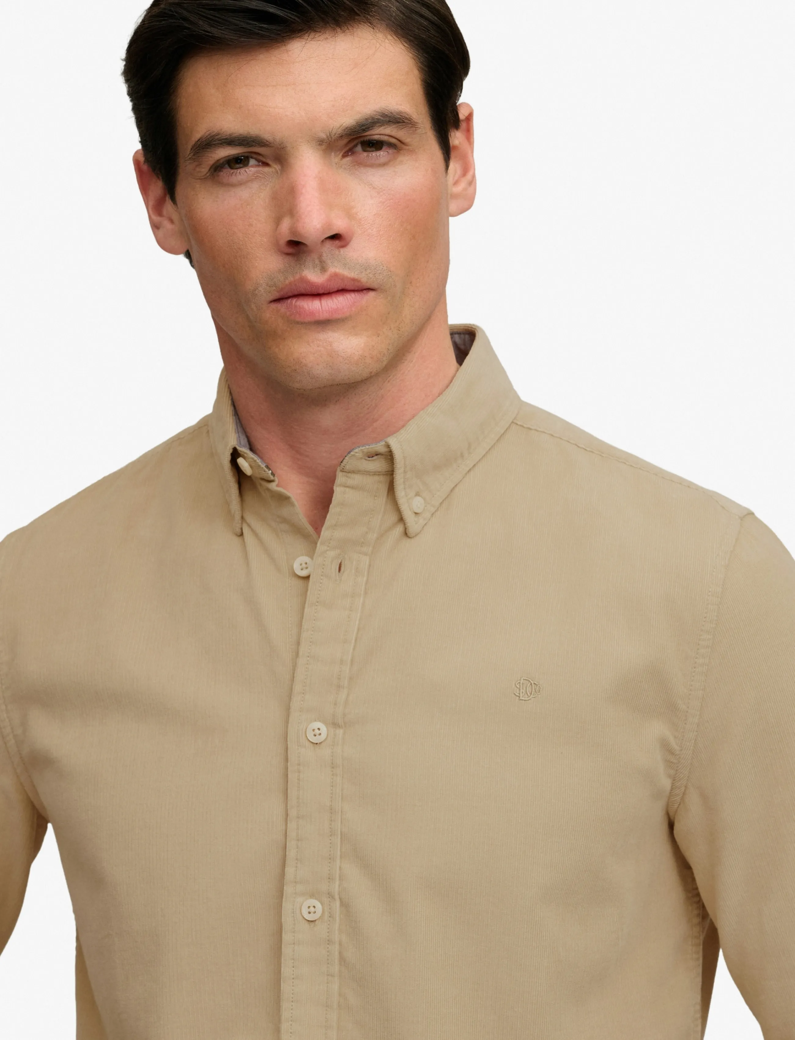 Superdry - CLASSIC NEEDLE CORD SHIRT - corduroy shirts - stone wash taupe brown - 4