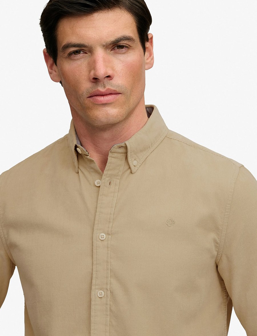 Superdry - CLASSIC NEEDLE CORD SHIRT - corduroy shirts - stone wash taupe brown - 4