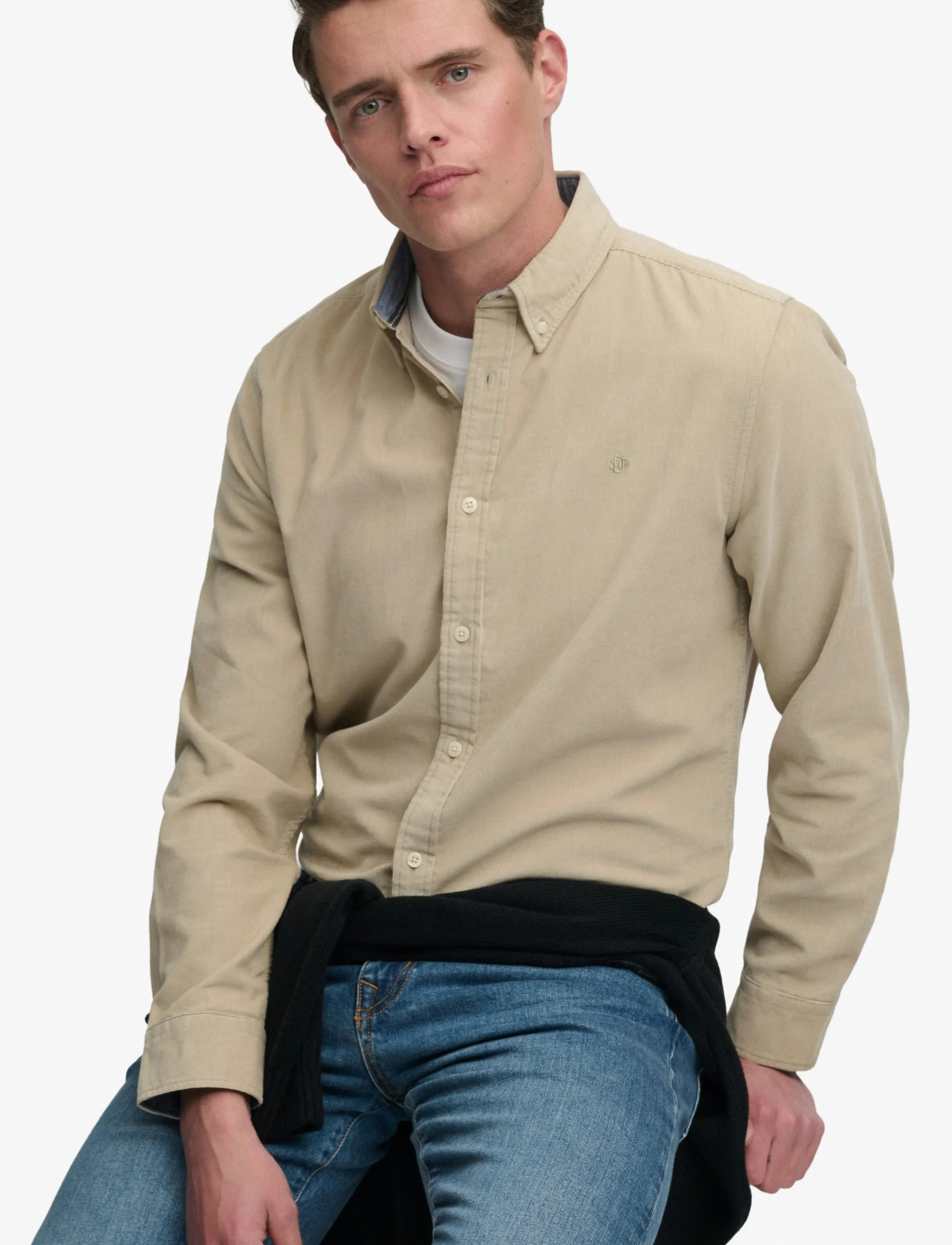 Superdry - CLASSIC NEEDLE CORD SHIRT - corduroy shirts - stone wash taupe brown - 5