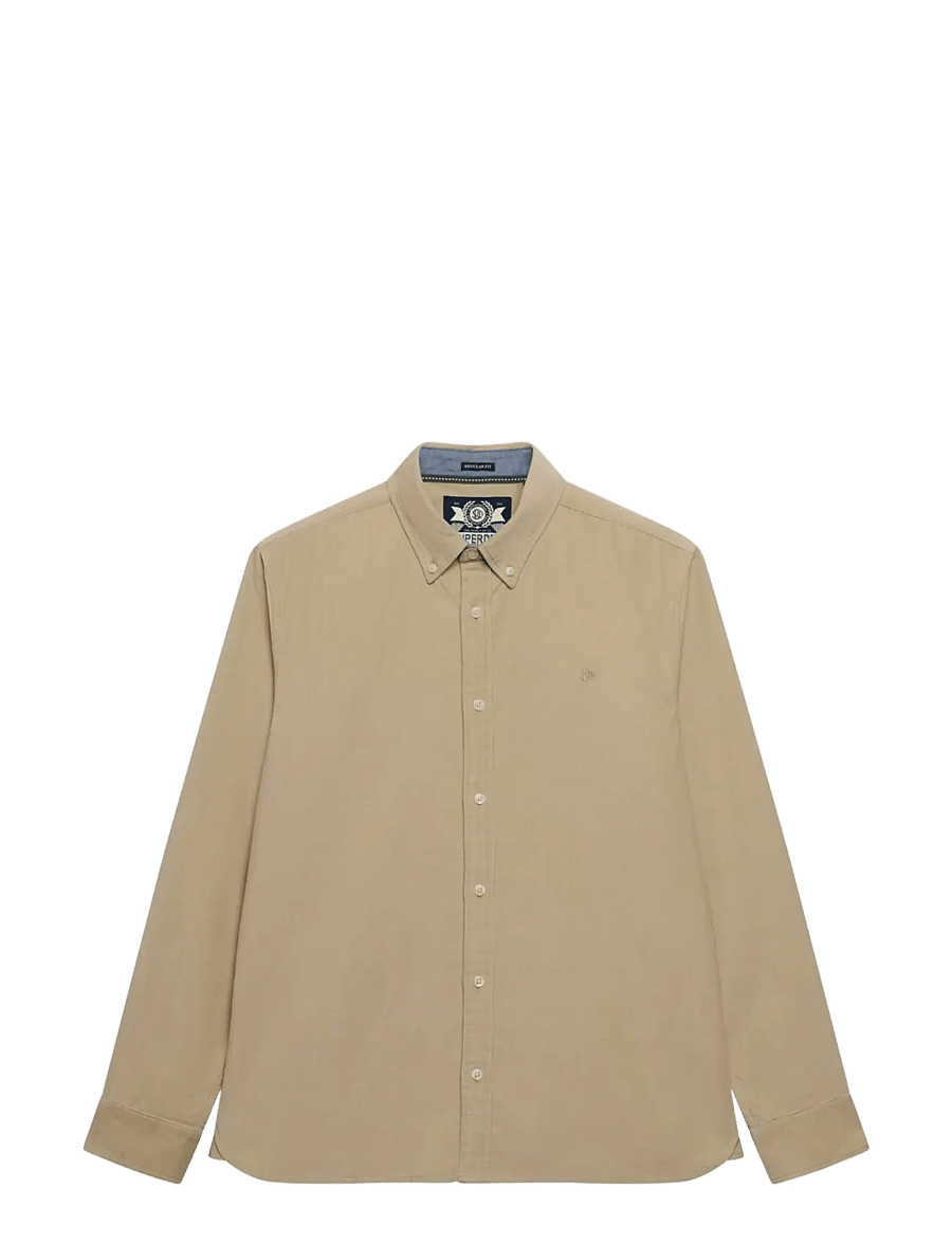 Superdry - CLASSIC NEEDLE CORD SHIRT - corduroy shirts - stone wash taupe brown - 2