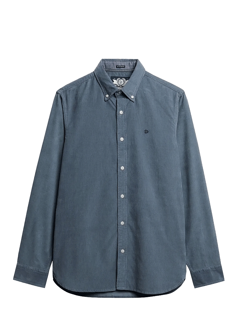 Superdry - CLASSIC NEEDLE CORD SHIRT - fløjlsskjorter - stormy weather blue - 1