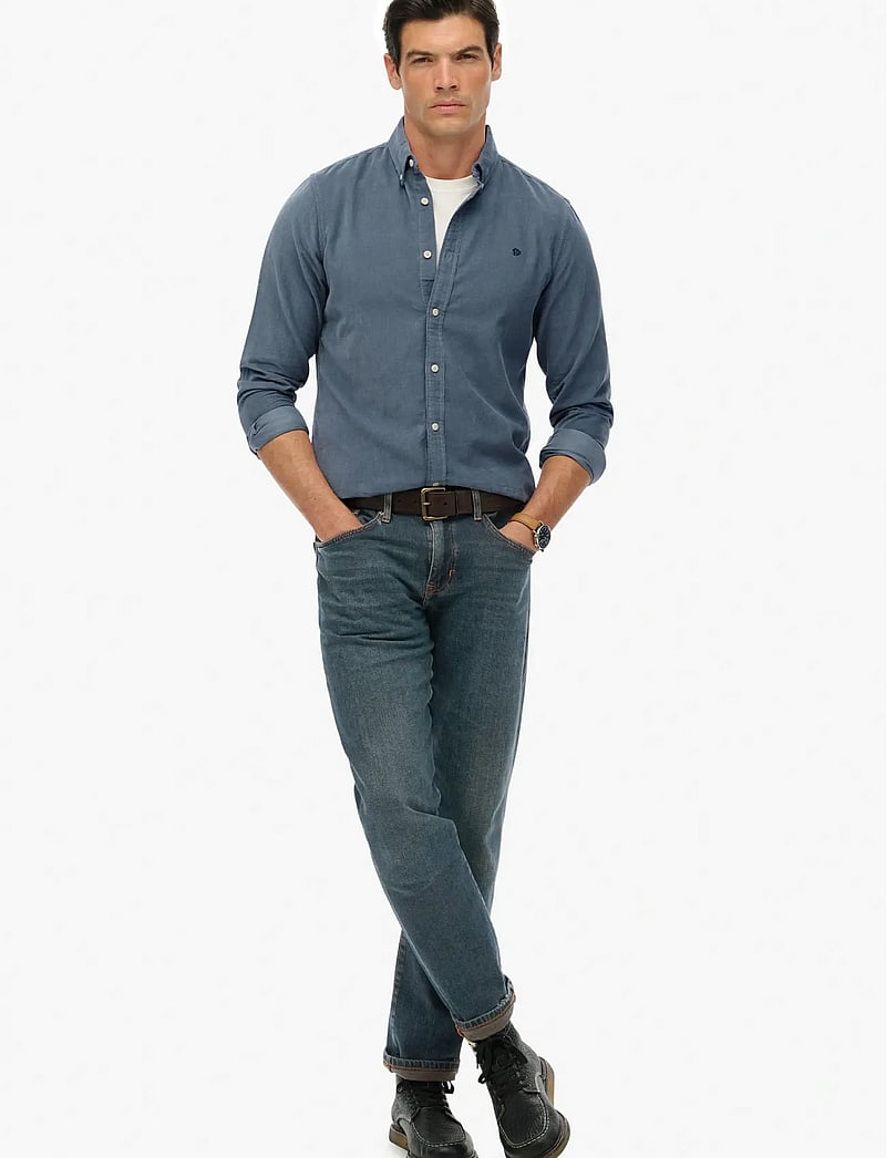 Superdry - CLASSIC NEEDLE CORD SHIRT - fløjlsskjorter - stormy weather blue - 2