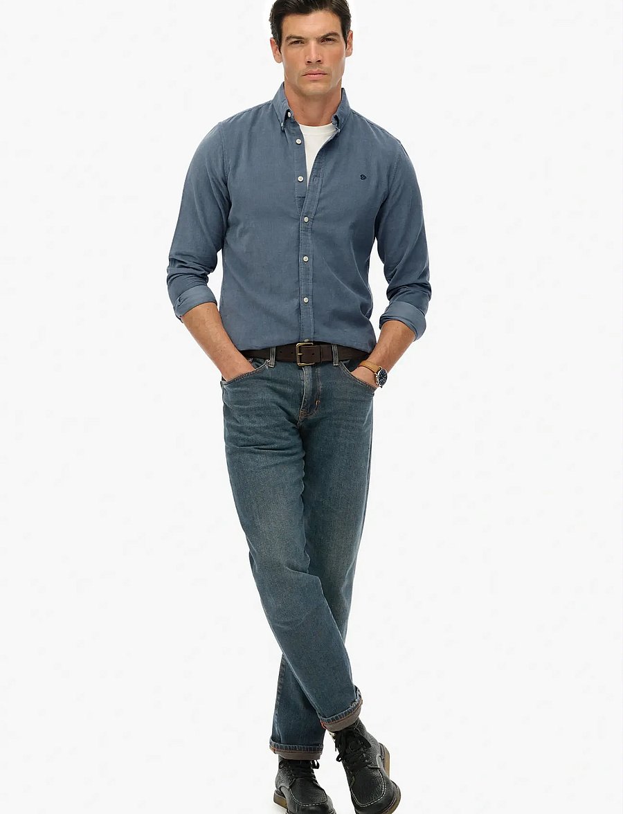 Superdry - CLASSIC NEEDLE CORD SHIRT - velveta krekli - stormy weather blue - 2
