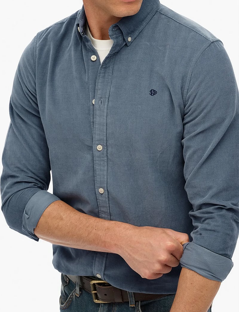 Superdry - CLASSIC NEEDLE CORD SHIRT - fløjlsskjorter - stormy weather blue - 4