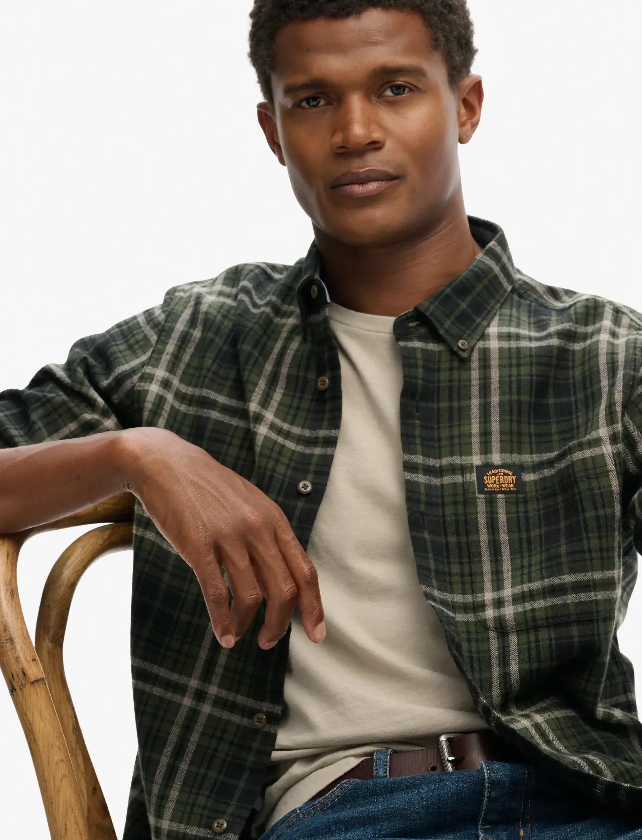 Superdry - L/S COTTON LUMBERJACK SHIRT - mænd - frontier check olive green - 4