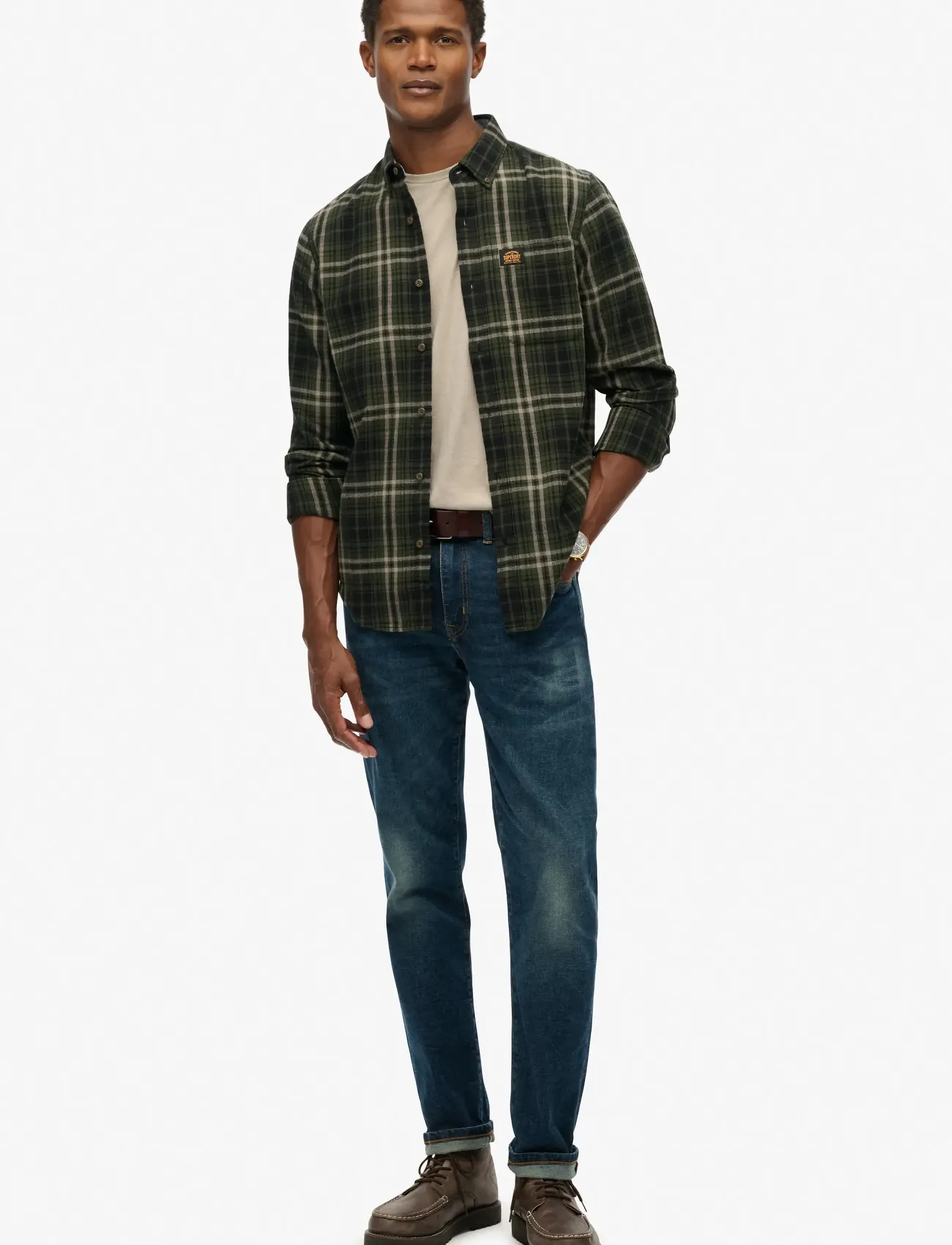 Superdry - L/S COTTON LUMBERJACK SHIRT - mænd - frontier check olive green - 5