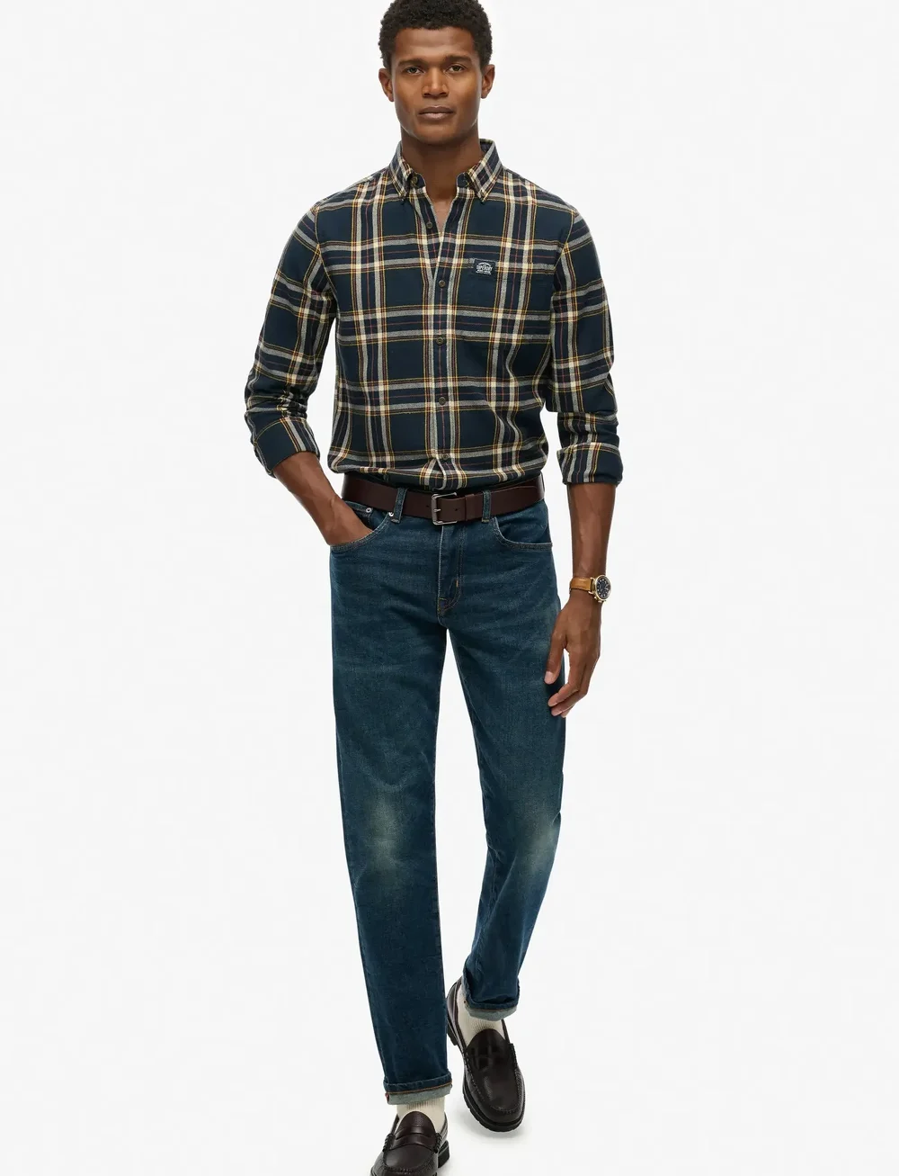 Superdry - L/S COTTON LUMBERJACK SHIRT - rutiga skjortor - bryce check navy - 4