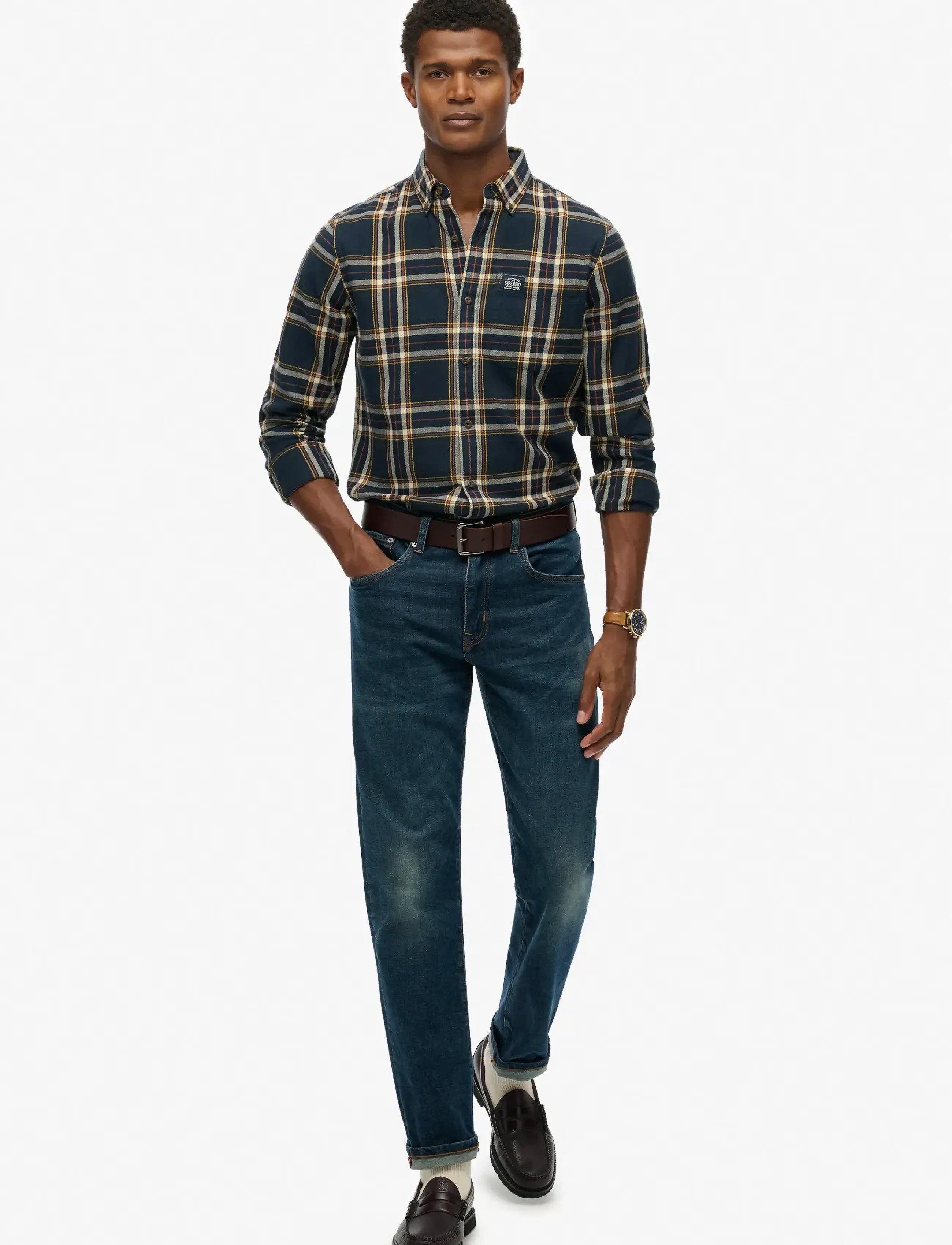 Superdry - L/S COTTON LUMBERJACK SHIRT - ruudulised särgid - bryce check navy - 4