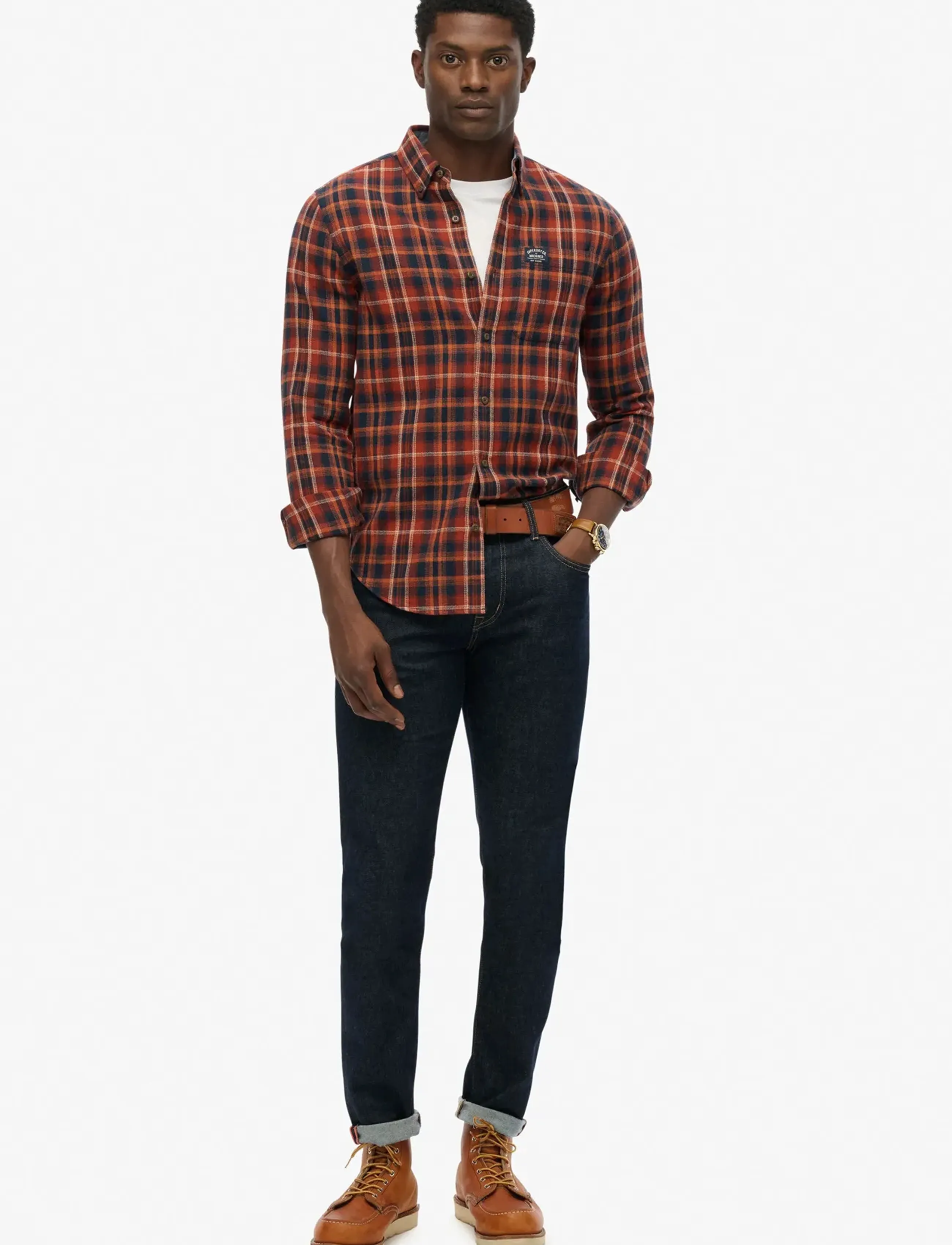 Superdry - L/S COTTON LUMBERJACK SHIRT - karierte hemden - logger check orange - 4