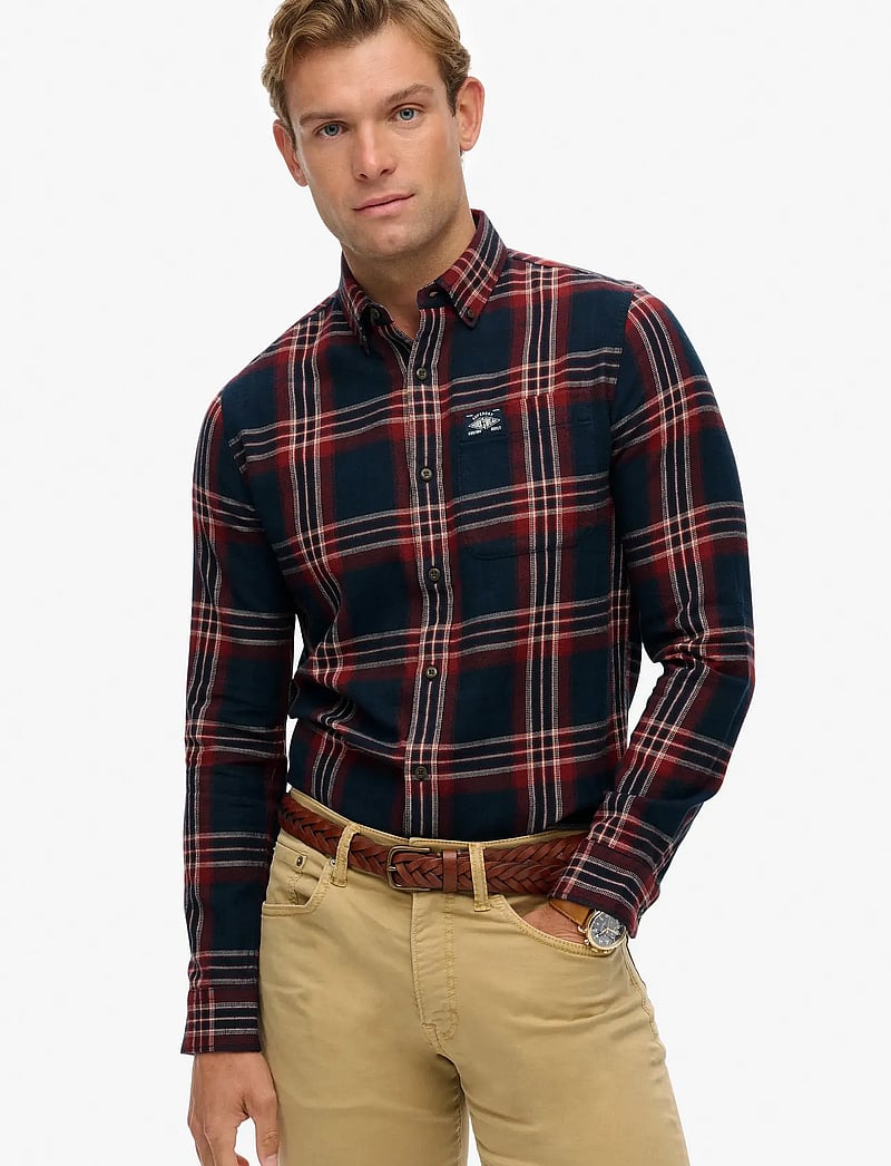 Superdry - L/S COTTON LUMBERJACK SHIRT - rutiga skjortor - michigan check navy - 0