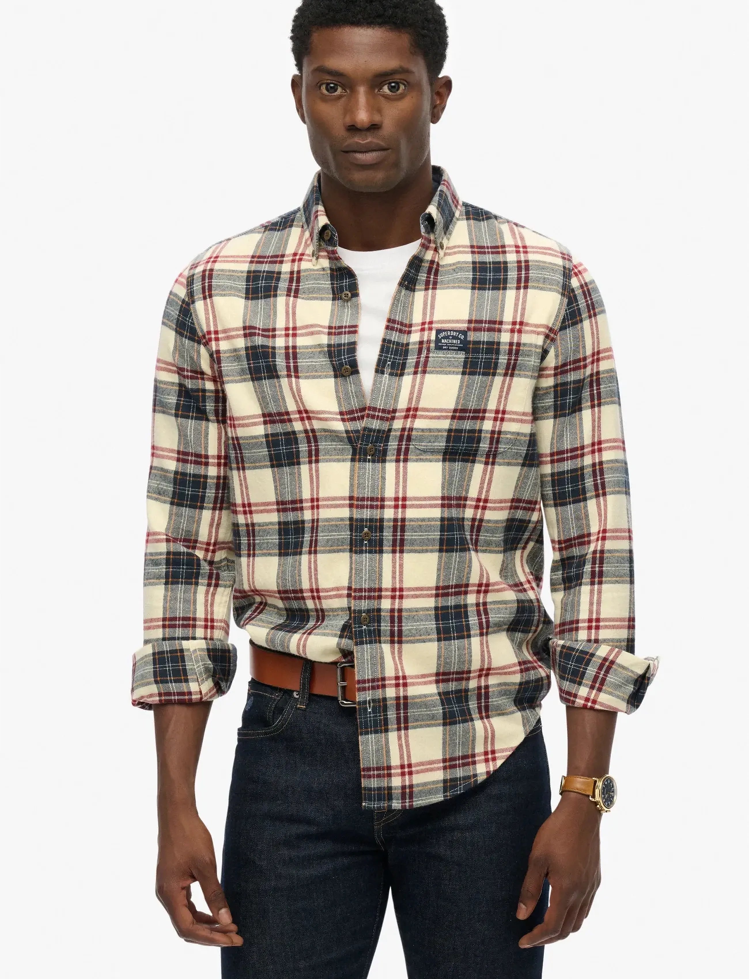Superdry L/S COTTON LUMBERJACK SHIRT - Skjortor - PEYTON CHECK WHITE / multi