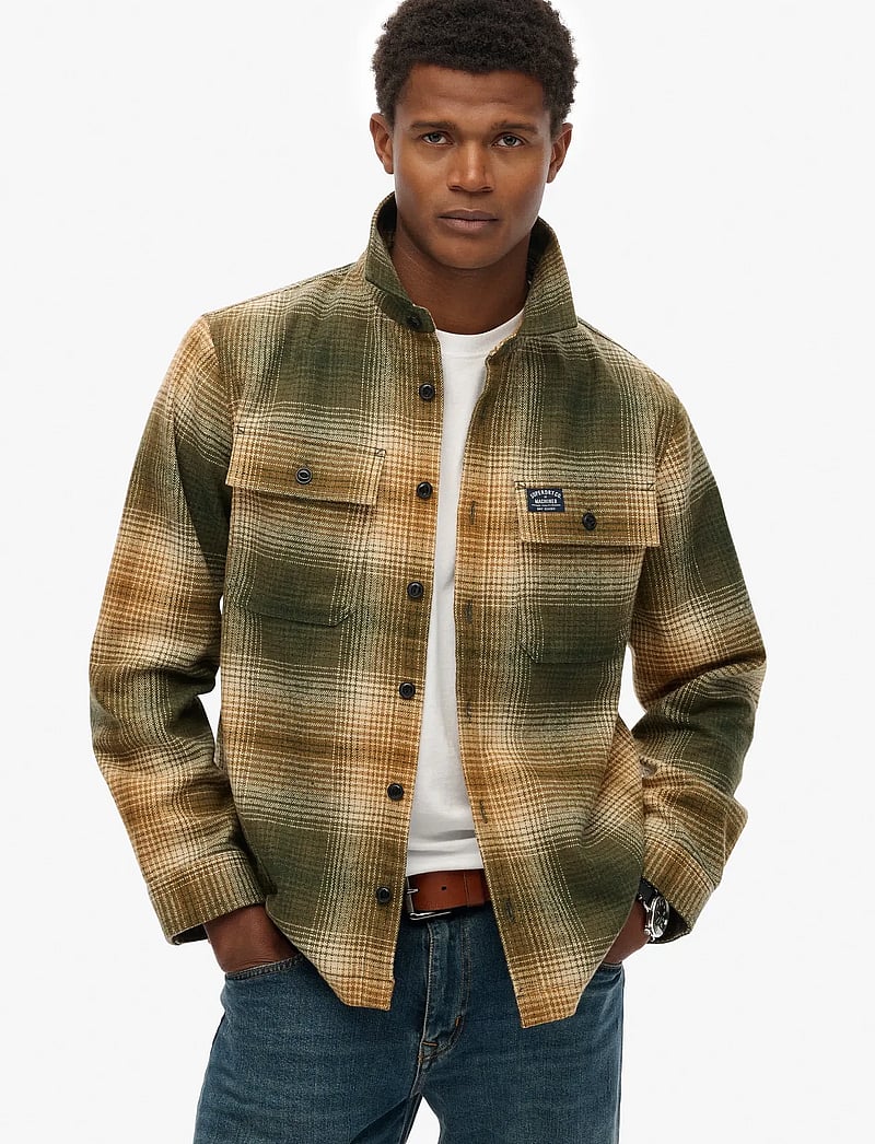 Superdry - WOOL MILLER OVERSHIRT - kollektioner - western ombre olive green - 0