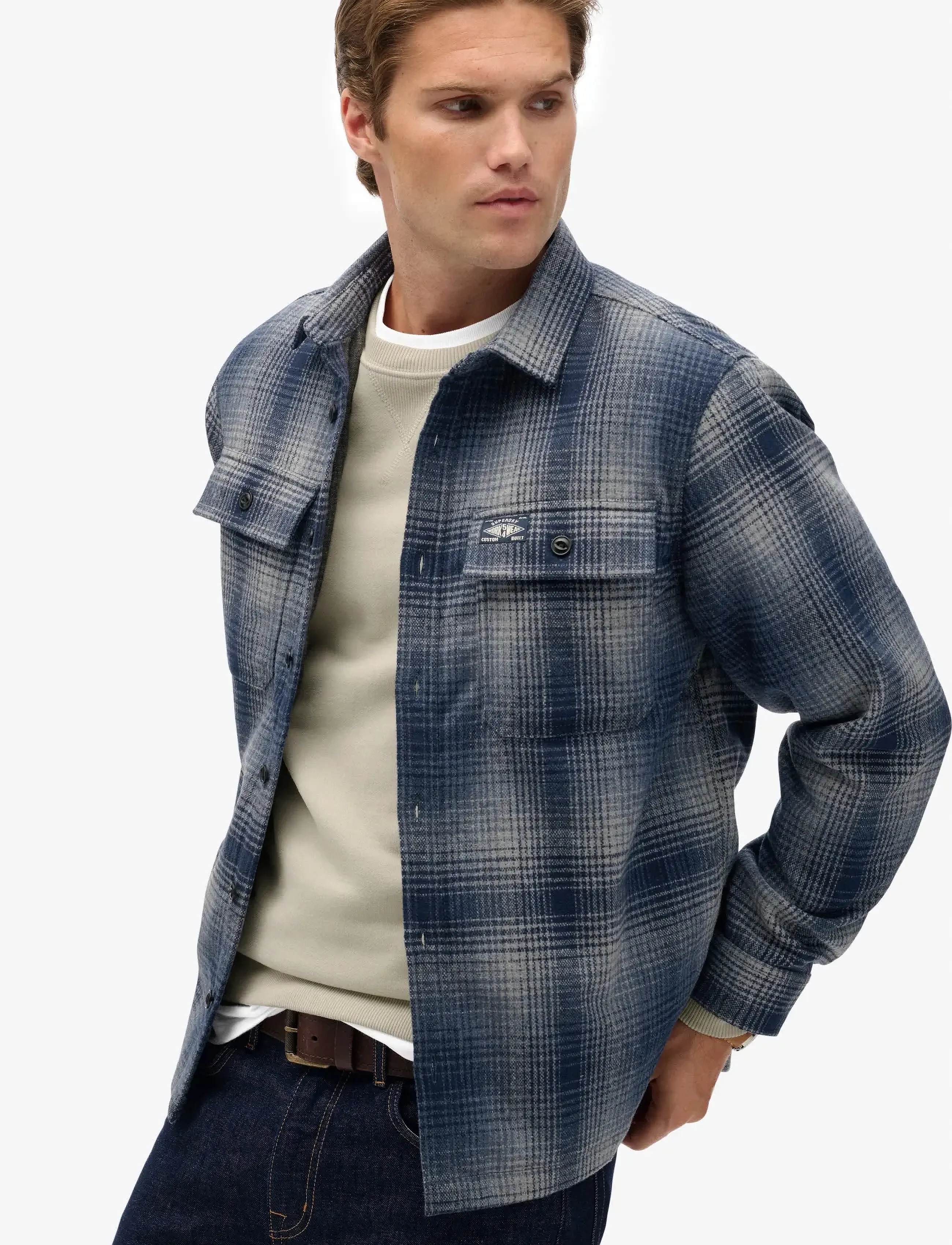 Superdry - WOOL MILLER OVERSHIRT - vīriešiem - western ombre blue - 3