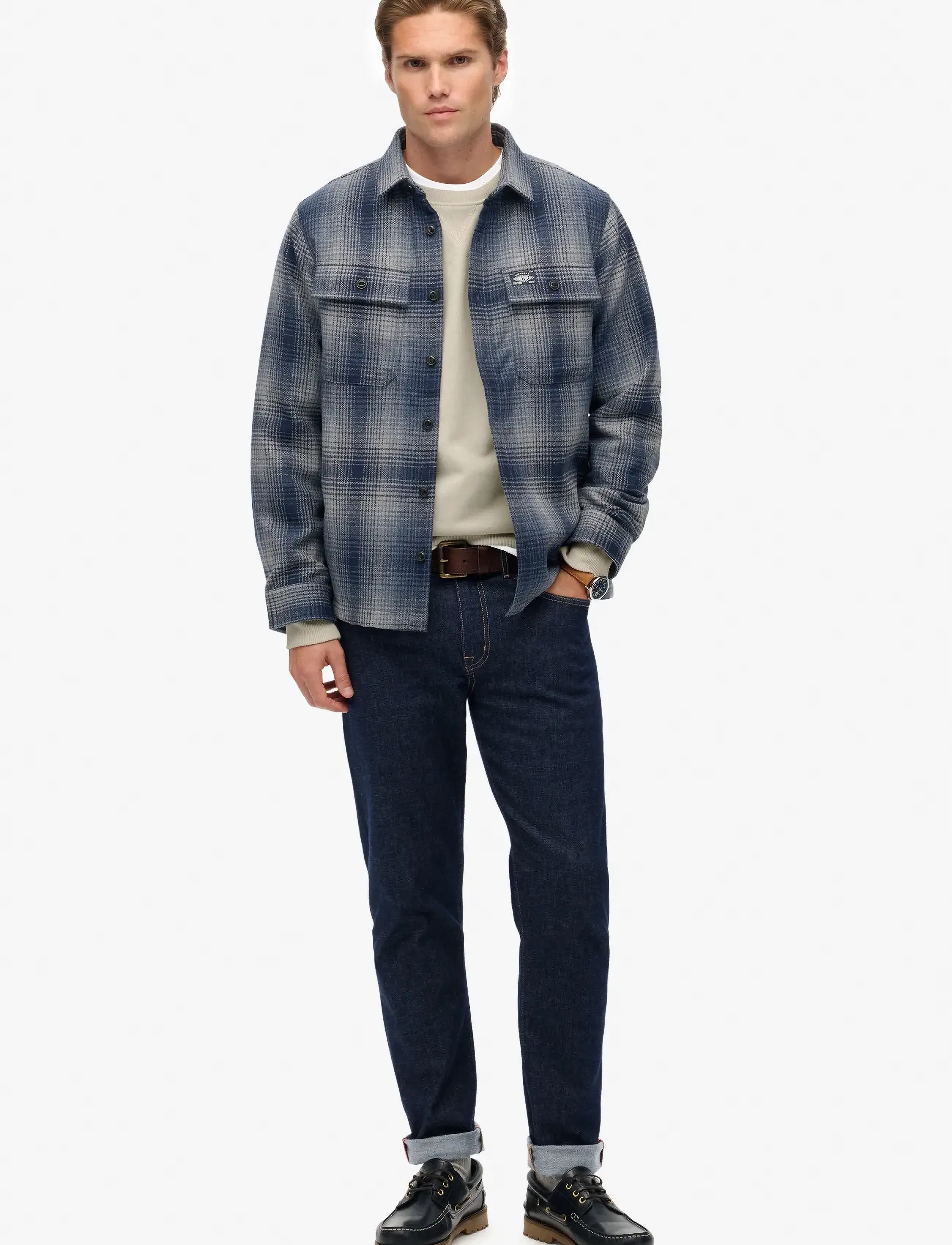 Superdry - WOOL MILLER OVERSHIRT - vīriešiem - western ombre blue - 4