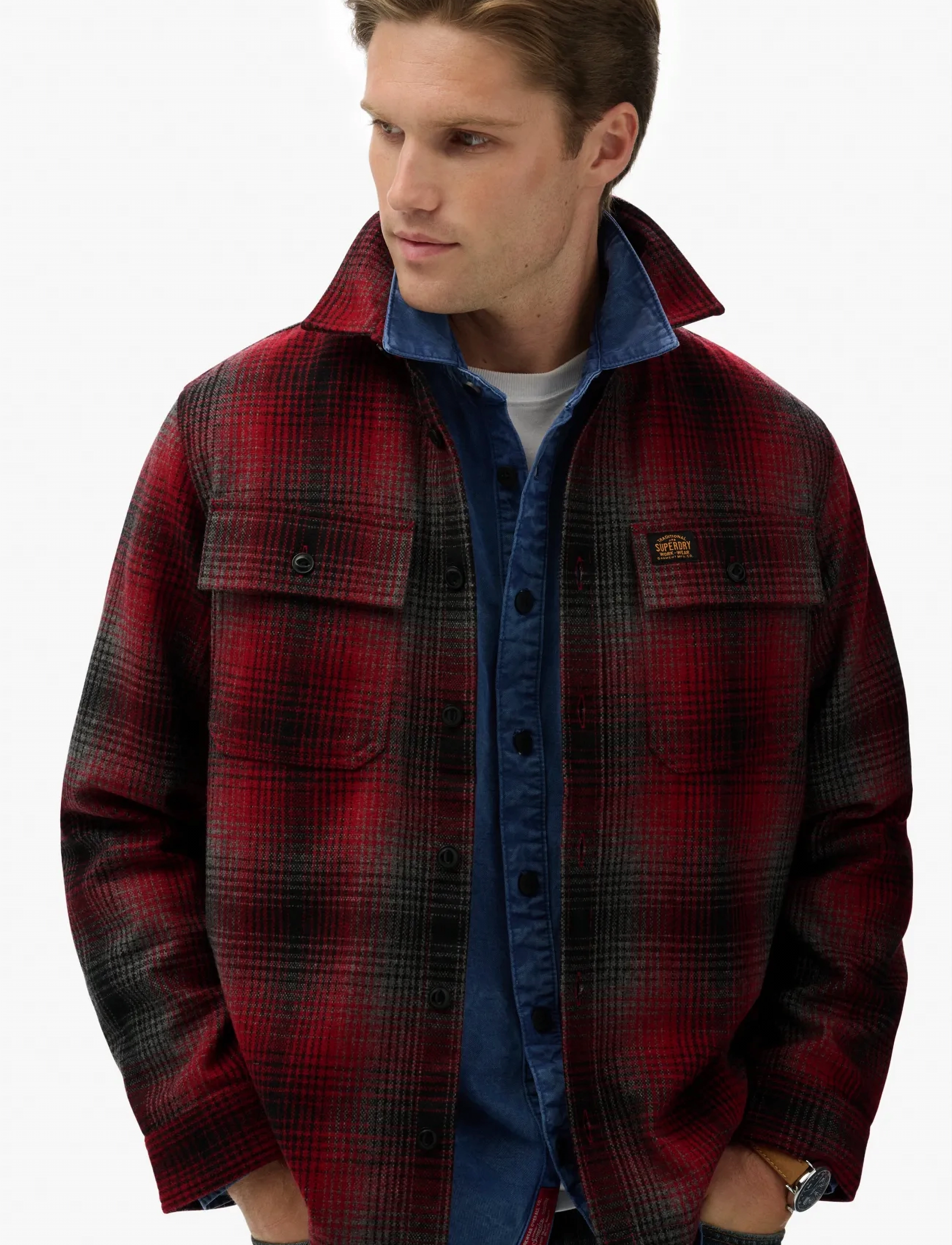 Superdry - WOOL MILLER OVERSHIRT - kollektioner - western ombre red - 4