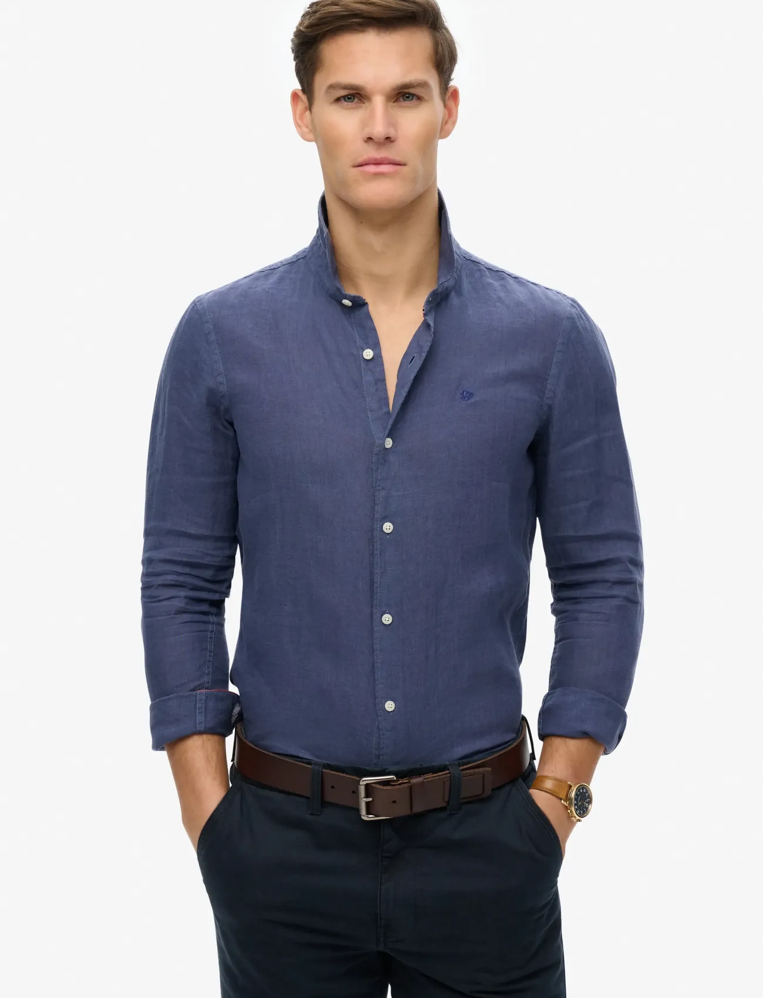 Superdry SD EMB VACATION LS LINEN SHIRT - Shirts - MARINER NAVY / navy
