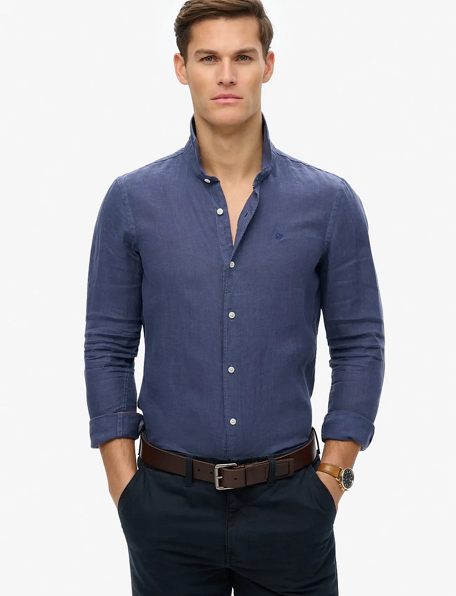Superdry - SD EMB VACATION LS LINEN SHIRT - linen shirts - mariner navy - 0