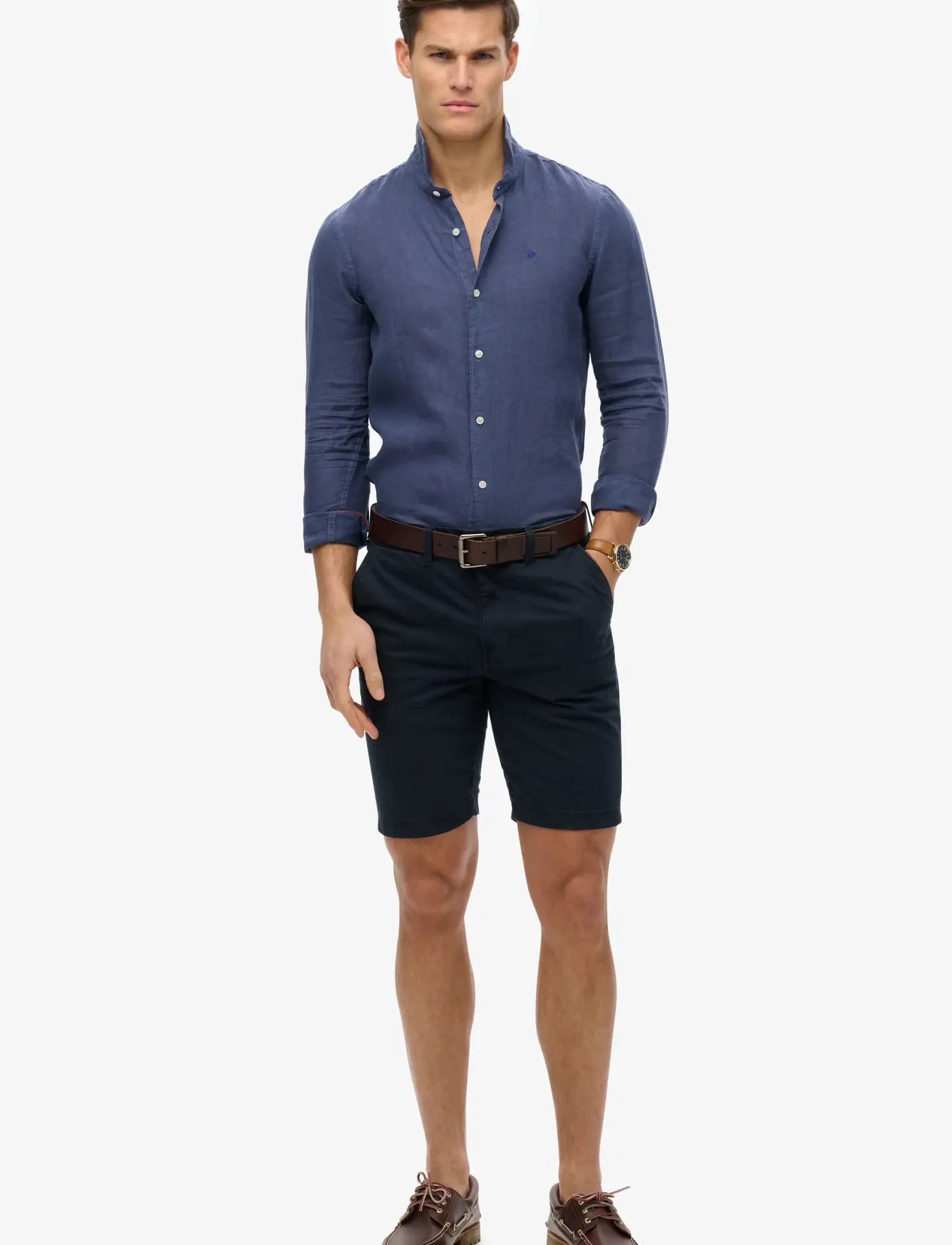 Superdry - SD EMB VACATION LS LINEN SHIRT - linen shirts - mariner navy - 5