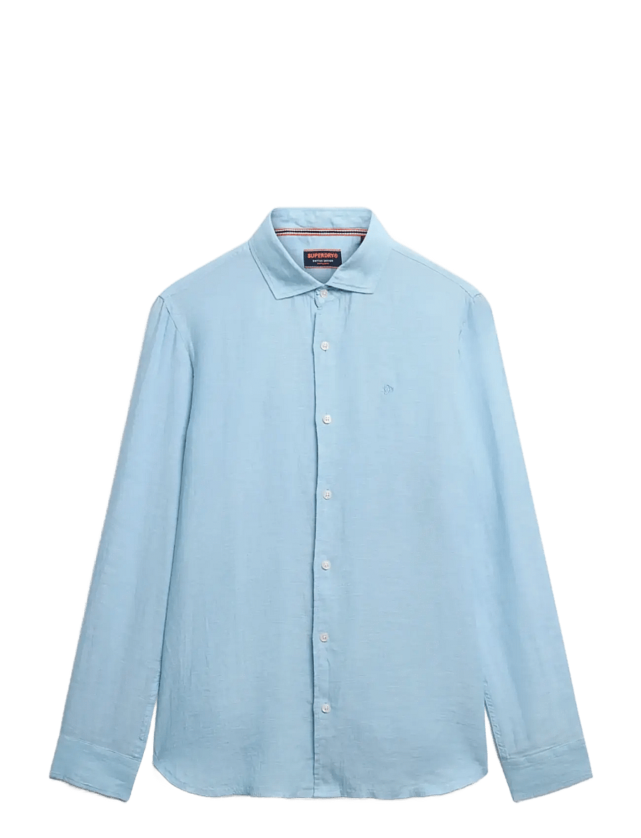 Superdry - SD EMB VACATION LS LINEN SHIRT - linneskjortor - sea blue chambray - 1
