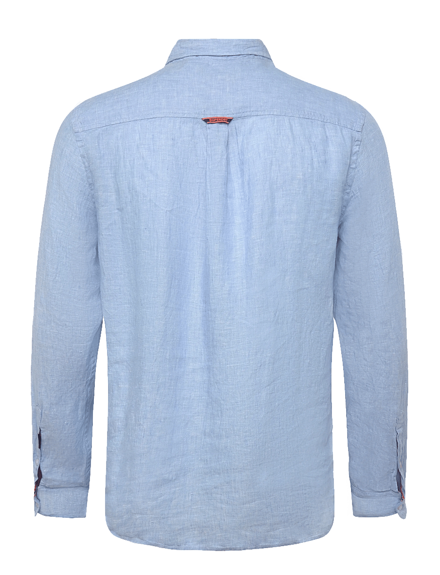 Superdry - SD EMB VACATION LS LINEN SHIRT - koszule lniane - sea blue chambray - 2
