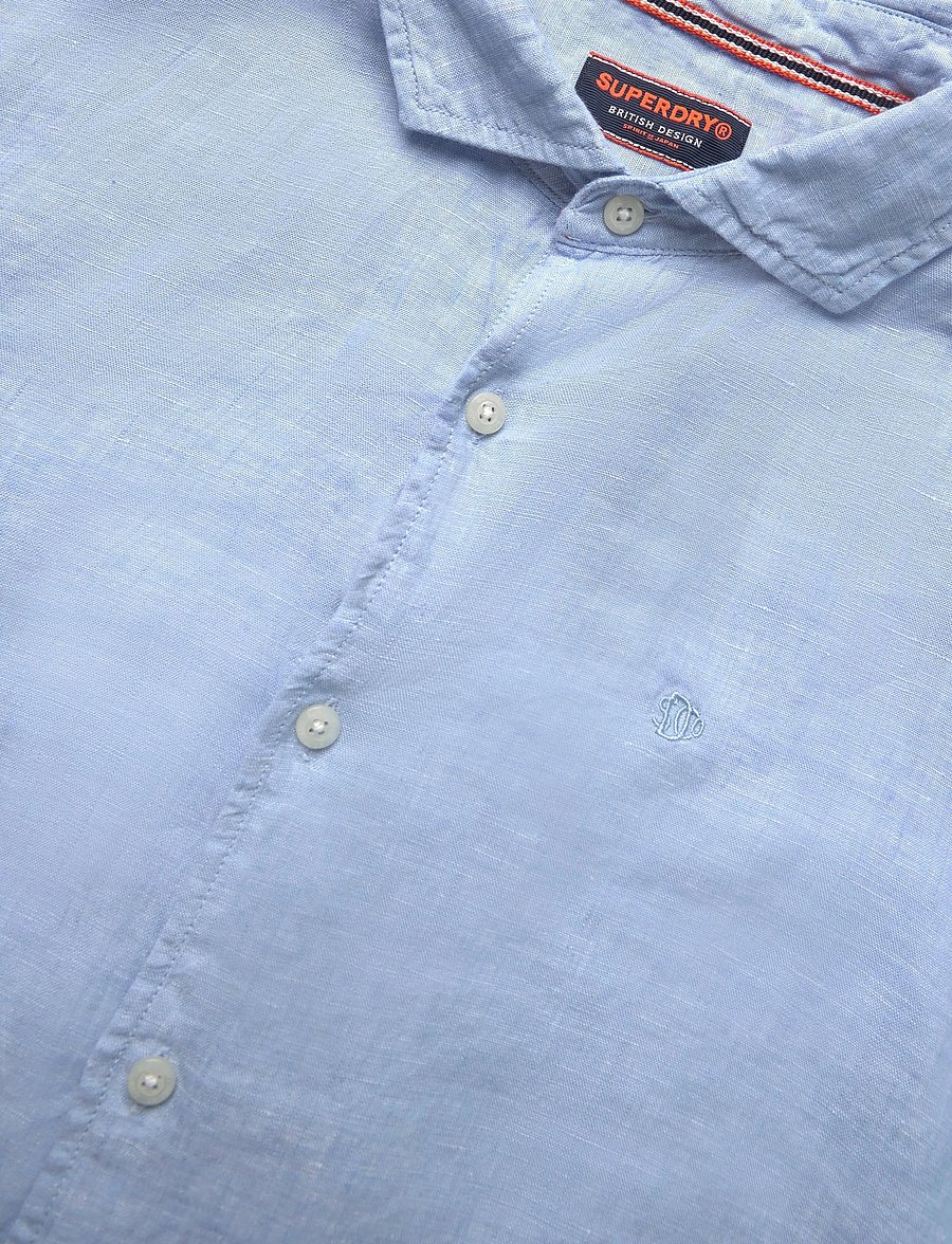 Superdry - SD EMB VACATION LS LINEN SHIRT - koszule lniane - sea blue chambray - 5