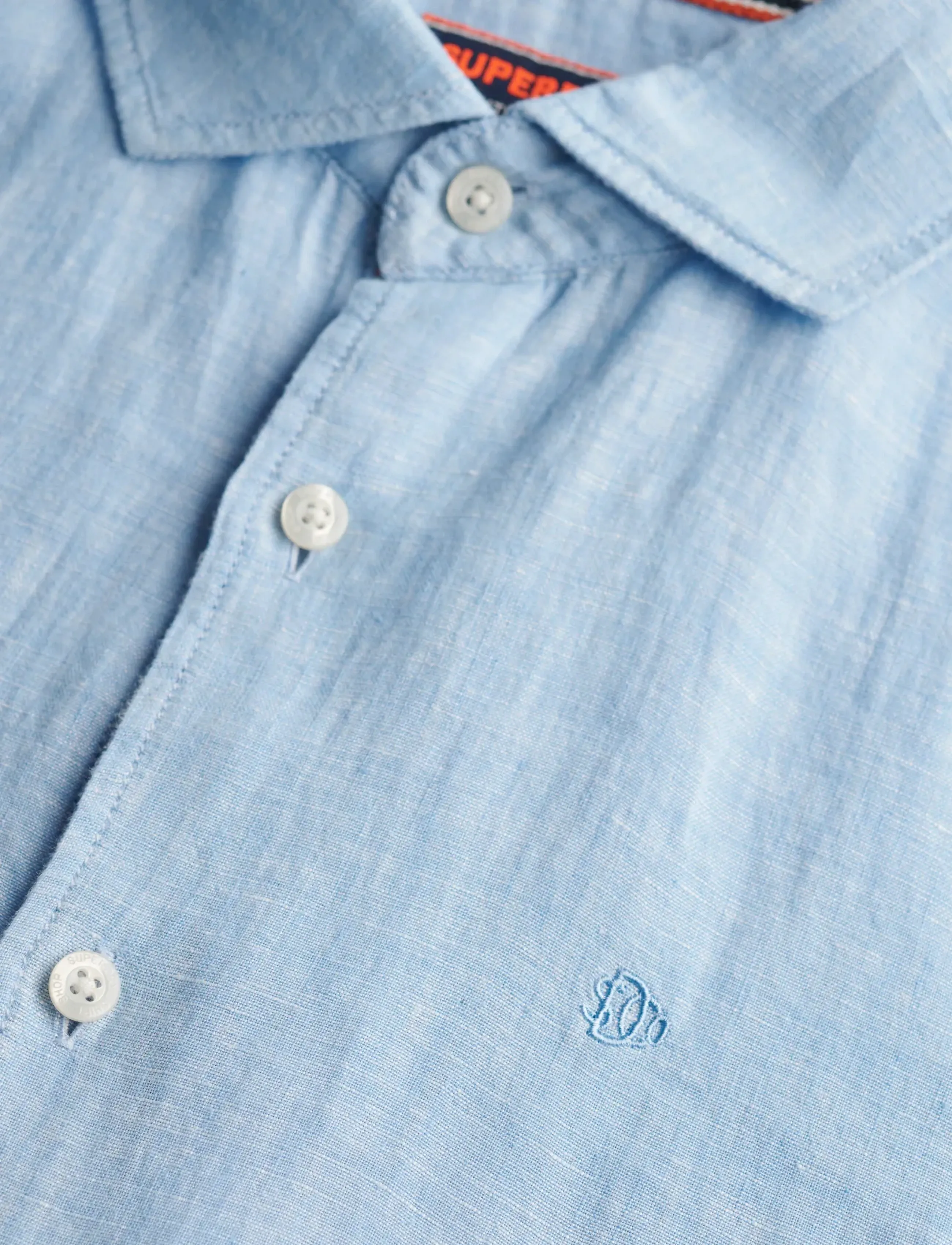 Superdry - SD EMB VACATION LS LINEN SHIRT - linneskjortor - sea blue chambray - 4