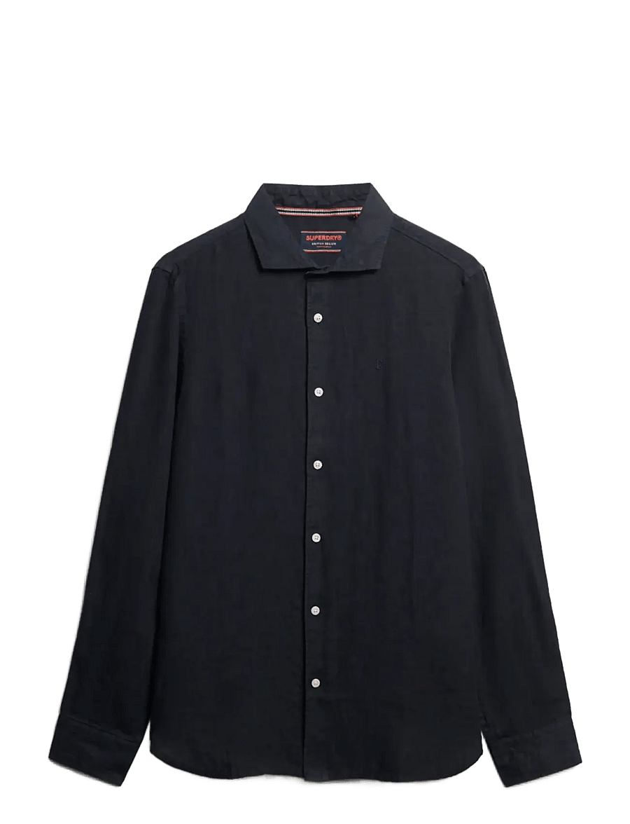 Superdry - SD EMB VACATION LS LINEN SHIRT - linneskjortor - super dark navy - 1