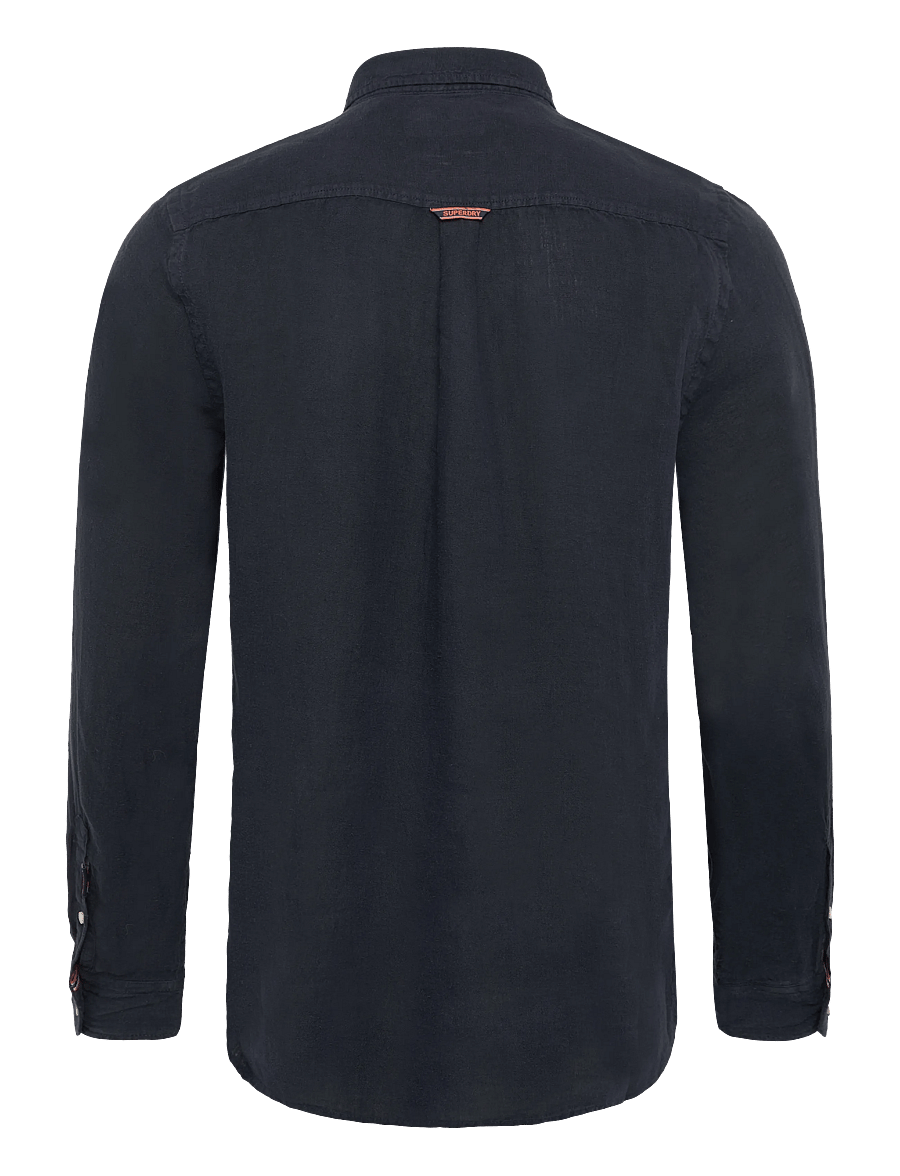 Superdry - SD EMB VACATION LS LINEN SHIRT - linased särgid - super dark navy - 2