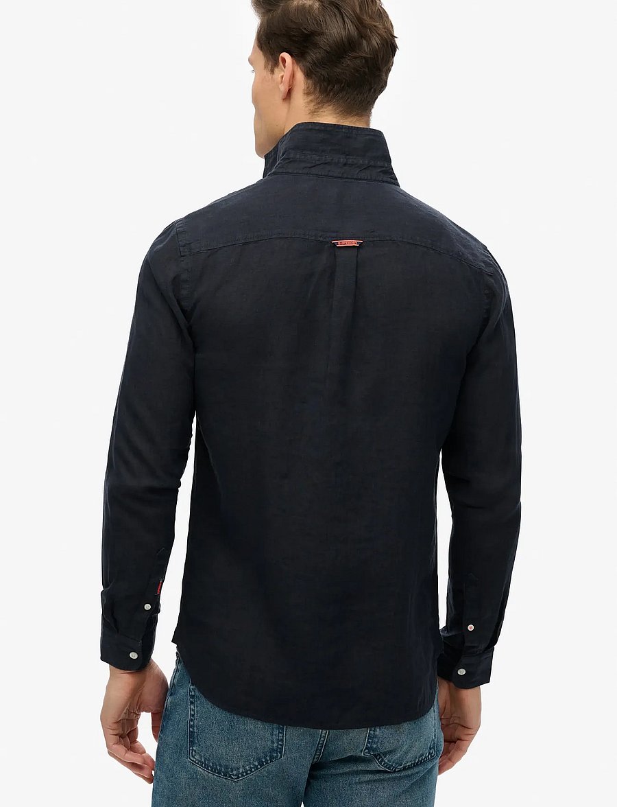 Superdry - SD EMB VACATION LS LINEN SHIRT - linneskjortor - super dark navy - 2