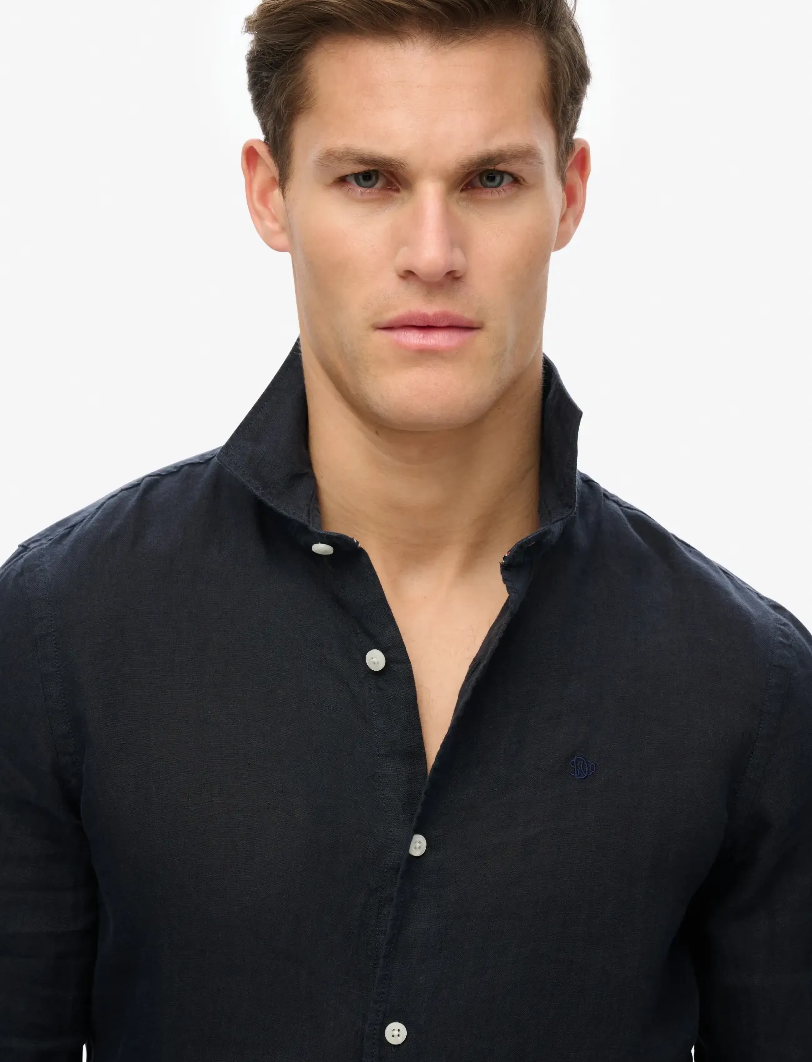 Superdry - SD EMB VACATION LS LINEN SHIRT - linneskjortor - super dark navy - 3