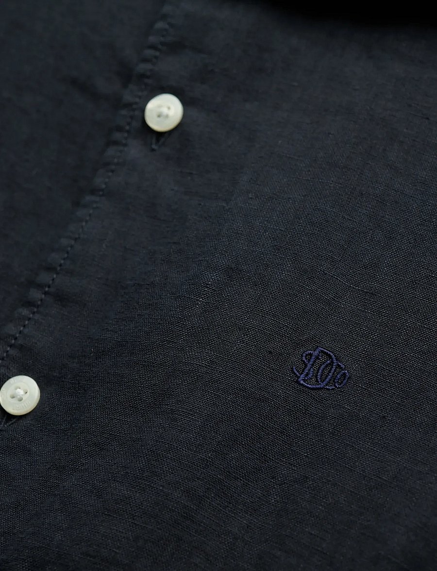 Superdry - SD EMB VACATION LS LINEN SHIRT - linneskjortor - super dark navy - 5