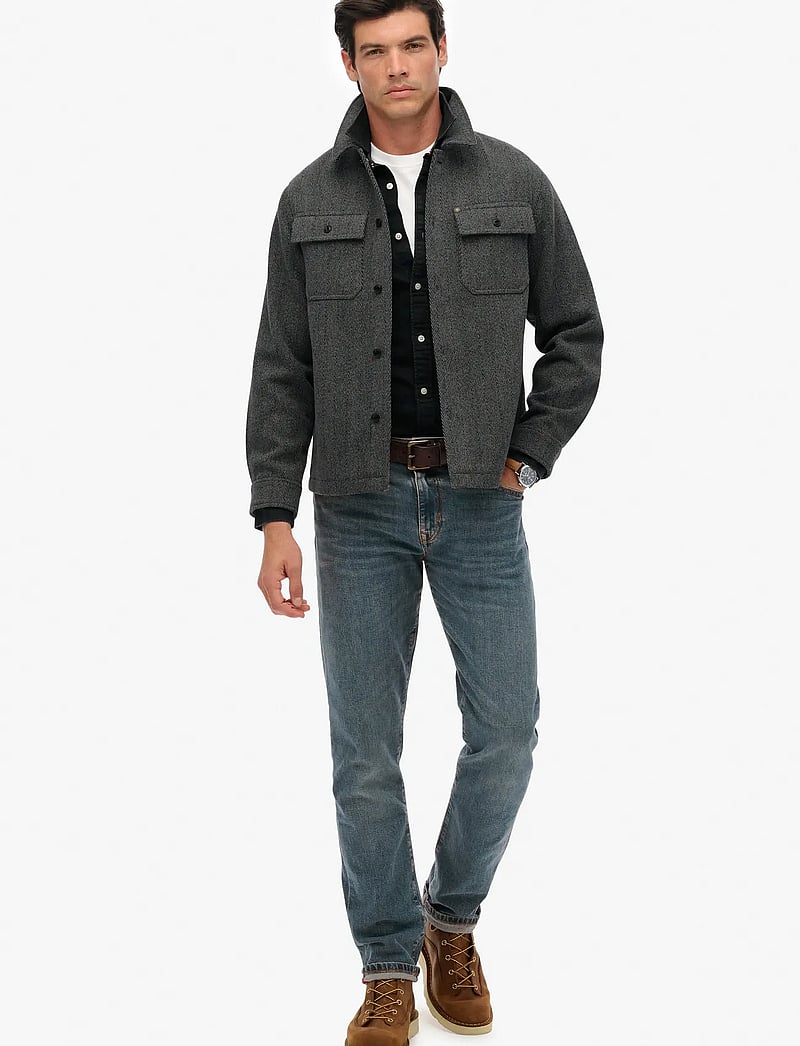 Superdry - MERCHANT HERRINGBONE OVERSHIRT - kolekcje - mono herringbone - 4